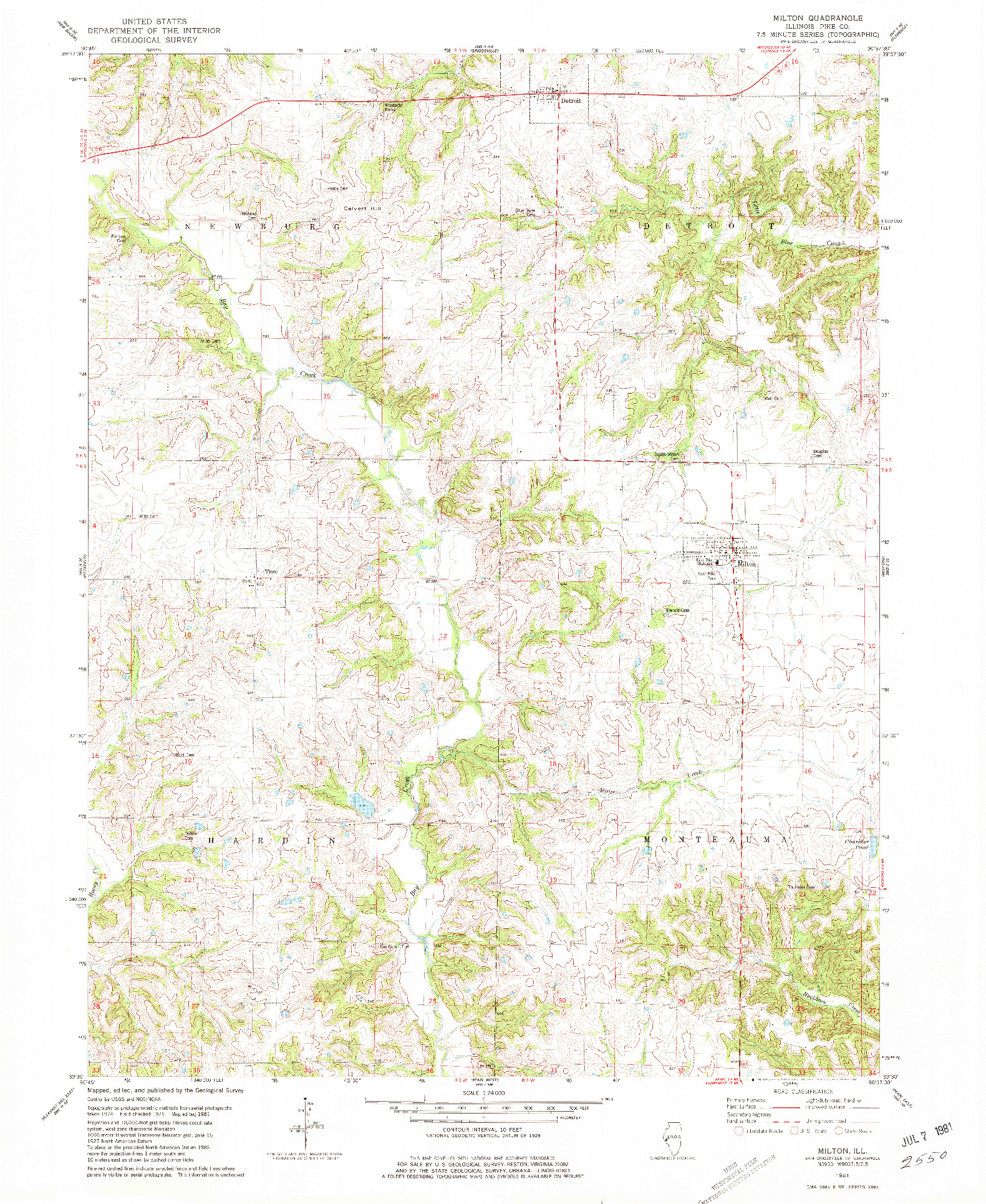 USGS 1:24000-SCALE QUADRANGLE FOR MILTON, IL 1981
