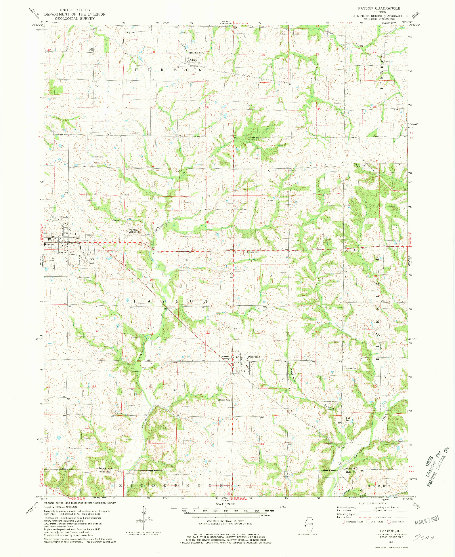 USGS 1:24000-SCALE QUADRANGLE FOR PAYSON, IL 1981