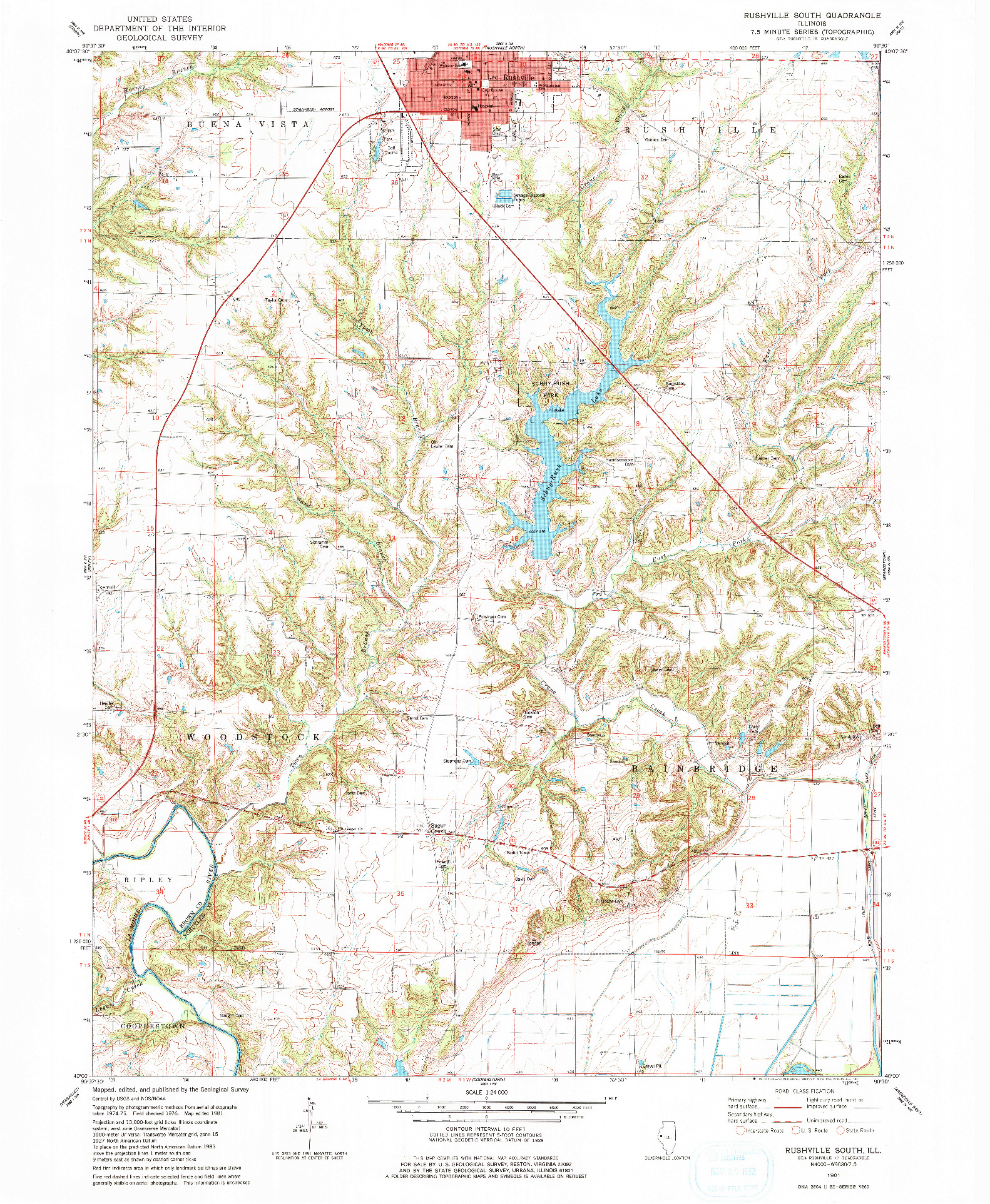 USGS 1:24000-SCALE QUADRANGLE FOR RUSHVILLE SOUTH, IL 1981