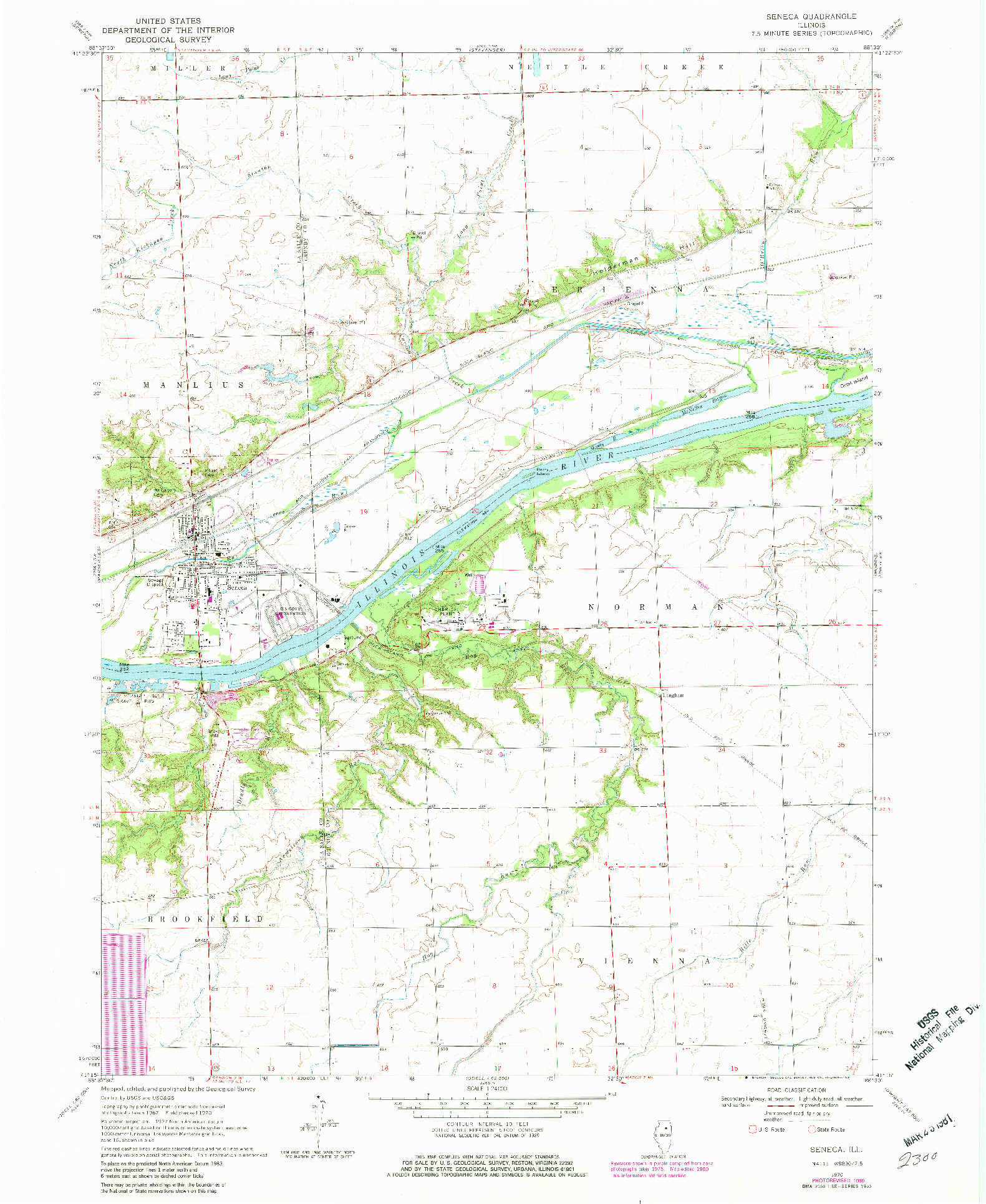 USGS 1:24000-SCALE QUADRANGLE FOR SENECA, IL 1970