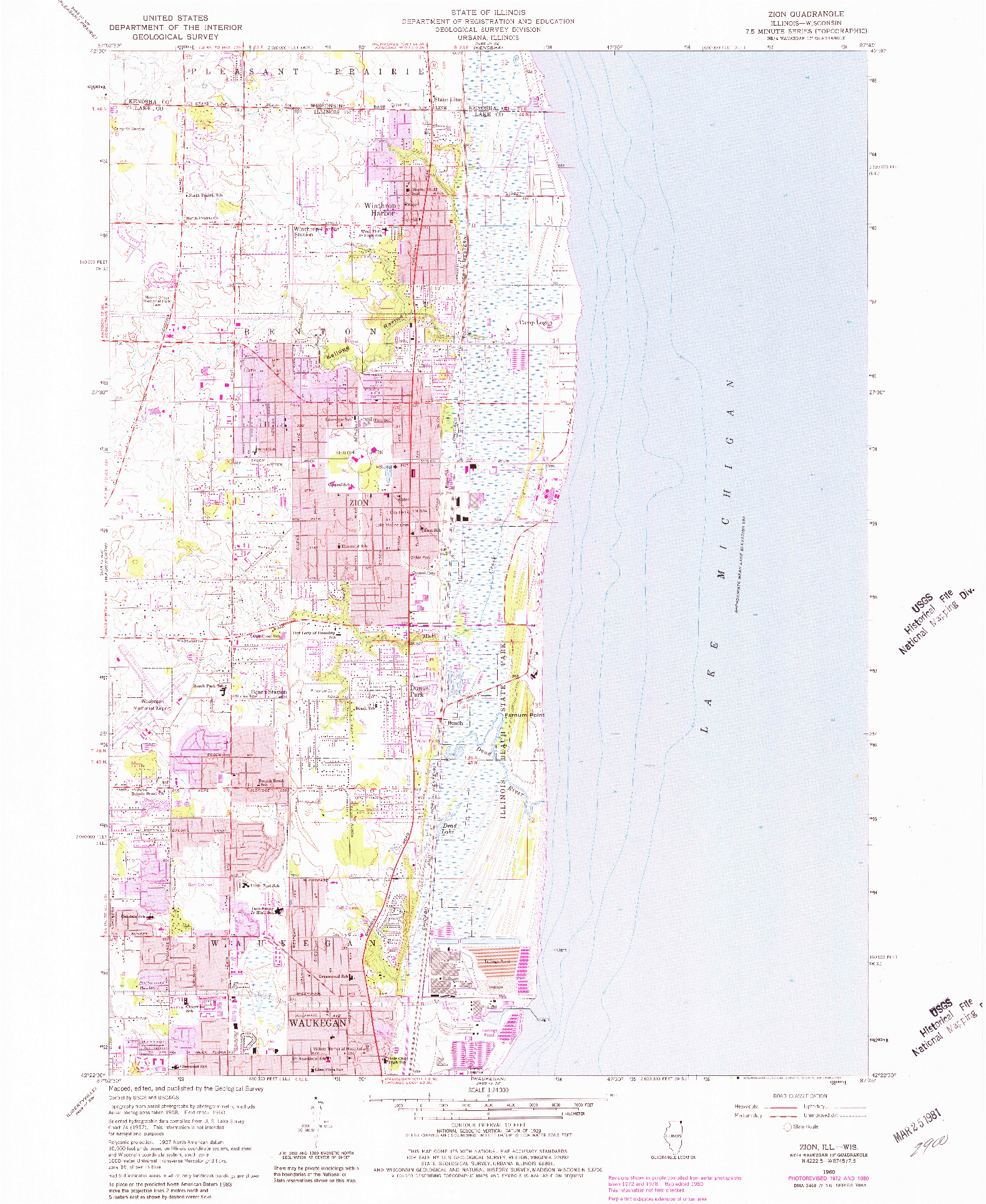 USGS 1:24000-SCALE QUADRANGLE FOR ZION, IL 1960