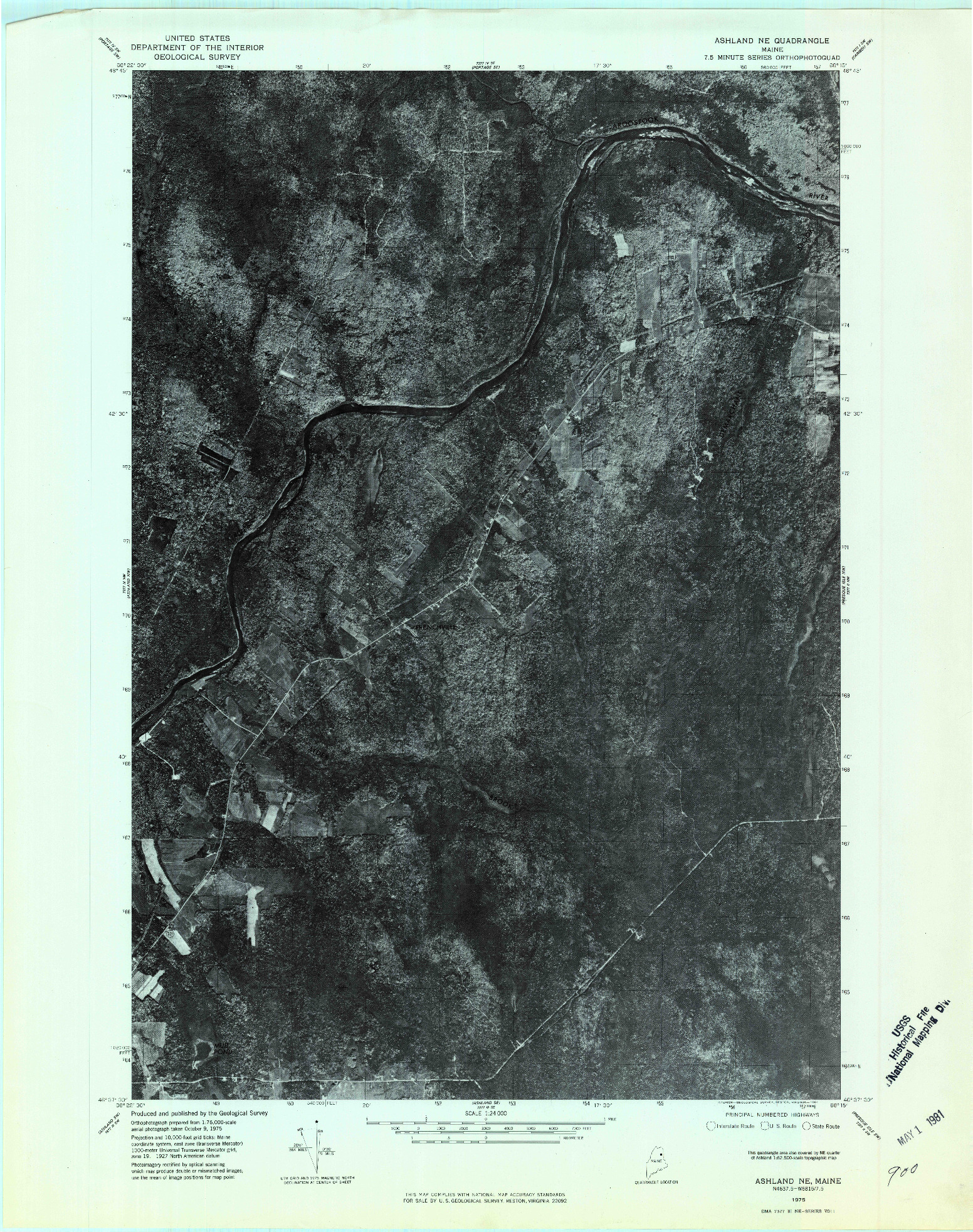 USGS 1:24000-SCALE QUADRANGLE FOR ASHLAND NE, ME 1975