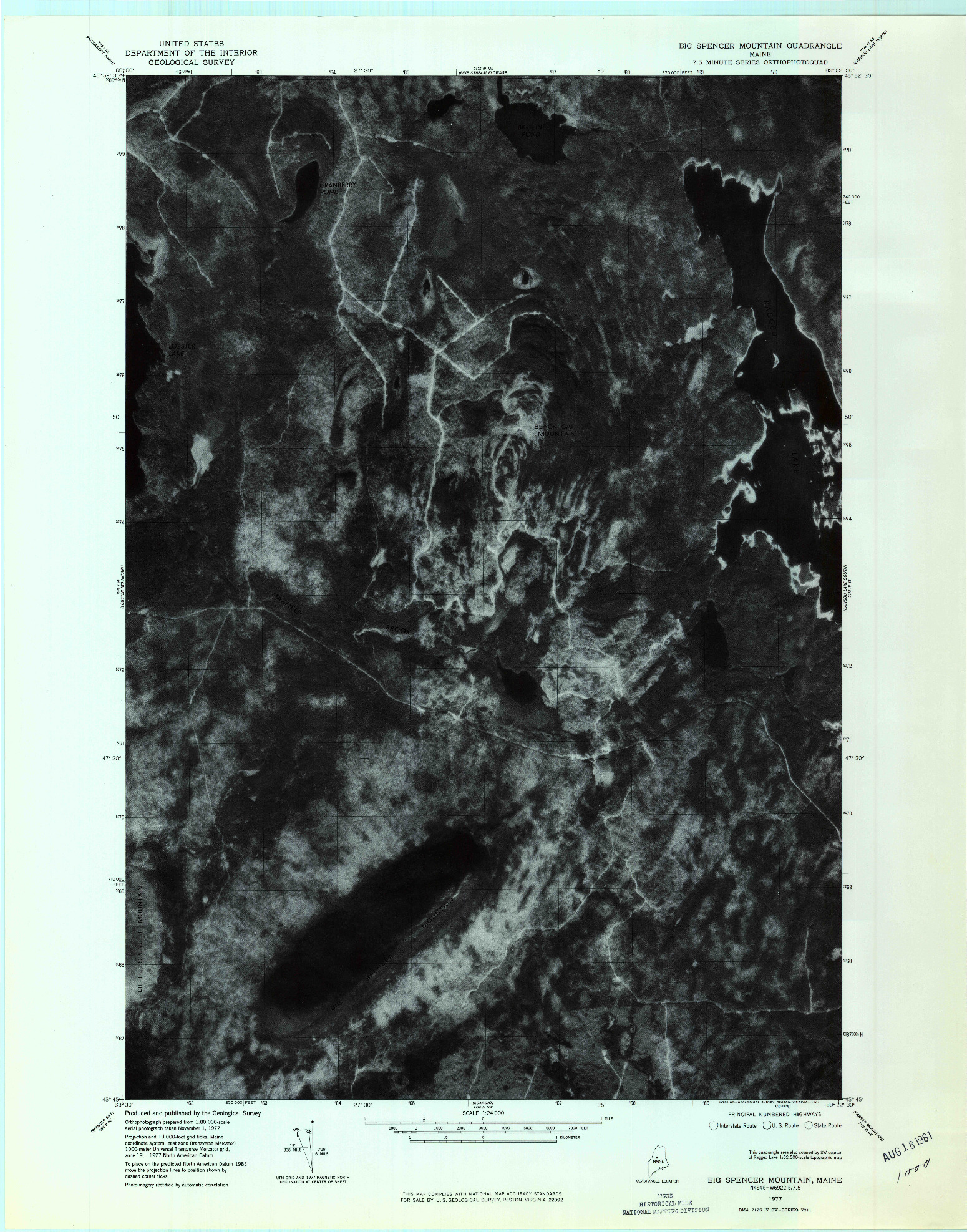 USGS 1:24000-SCALE QUADRANGLE FOR BIG SPENCER MOUNTAIN, ME 1977