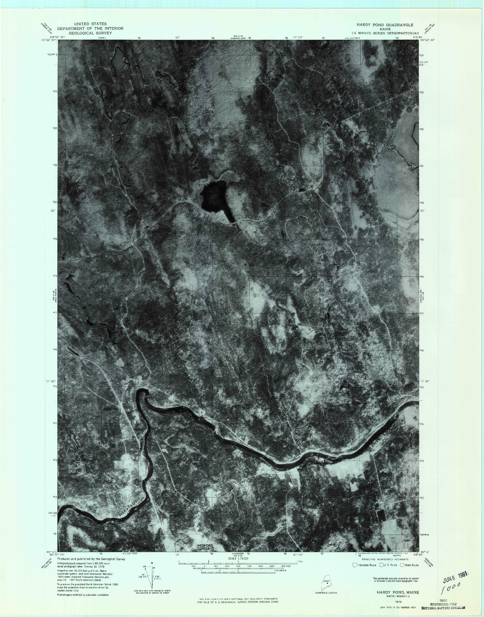 USGS 1:24000-SCALE QUADRANGLE FOR HARDY POND, ME 1978