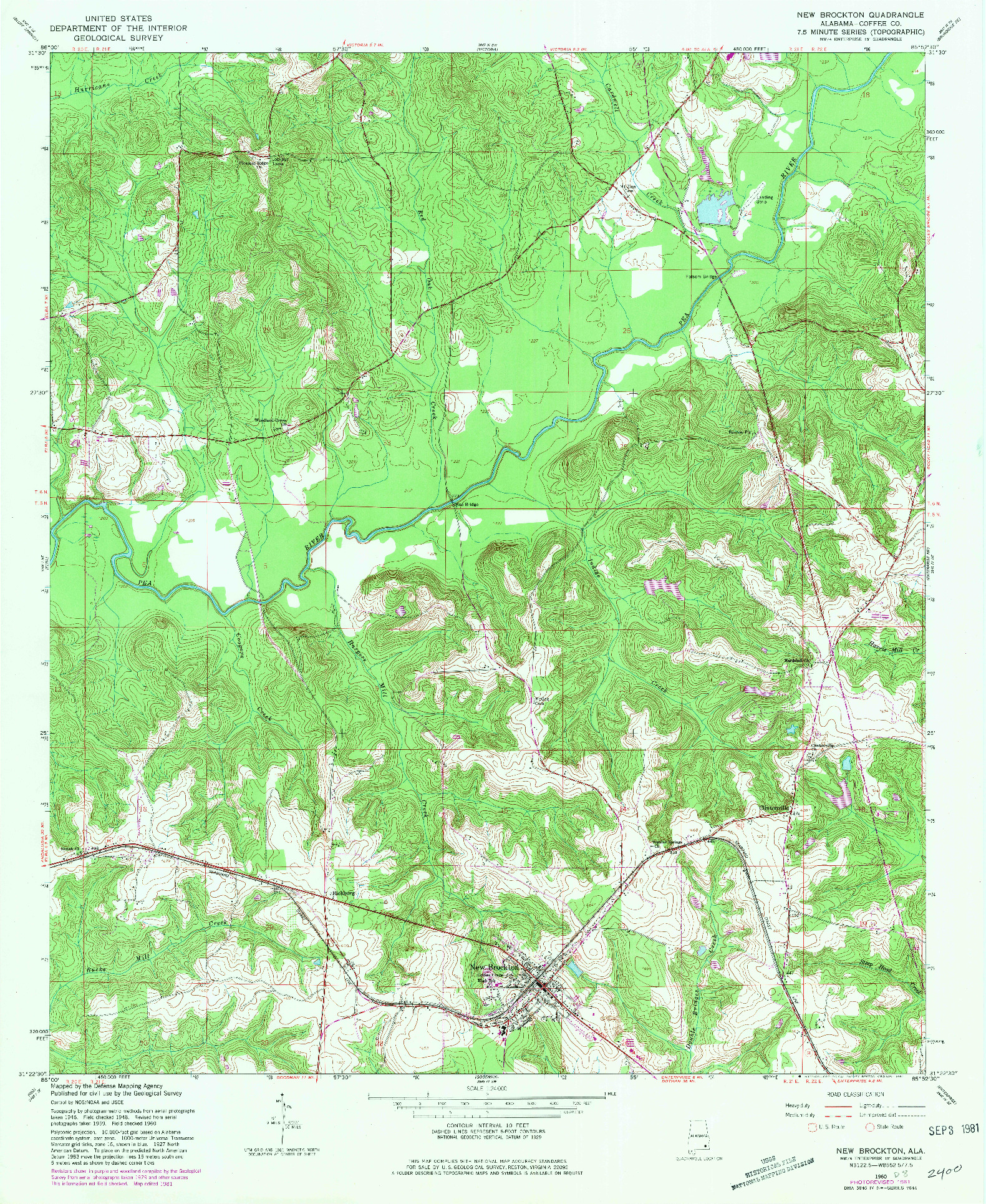 USGS 1:24000-SCALE QUADRANGLE FOR NEW BROCKTON, AL 1960
