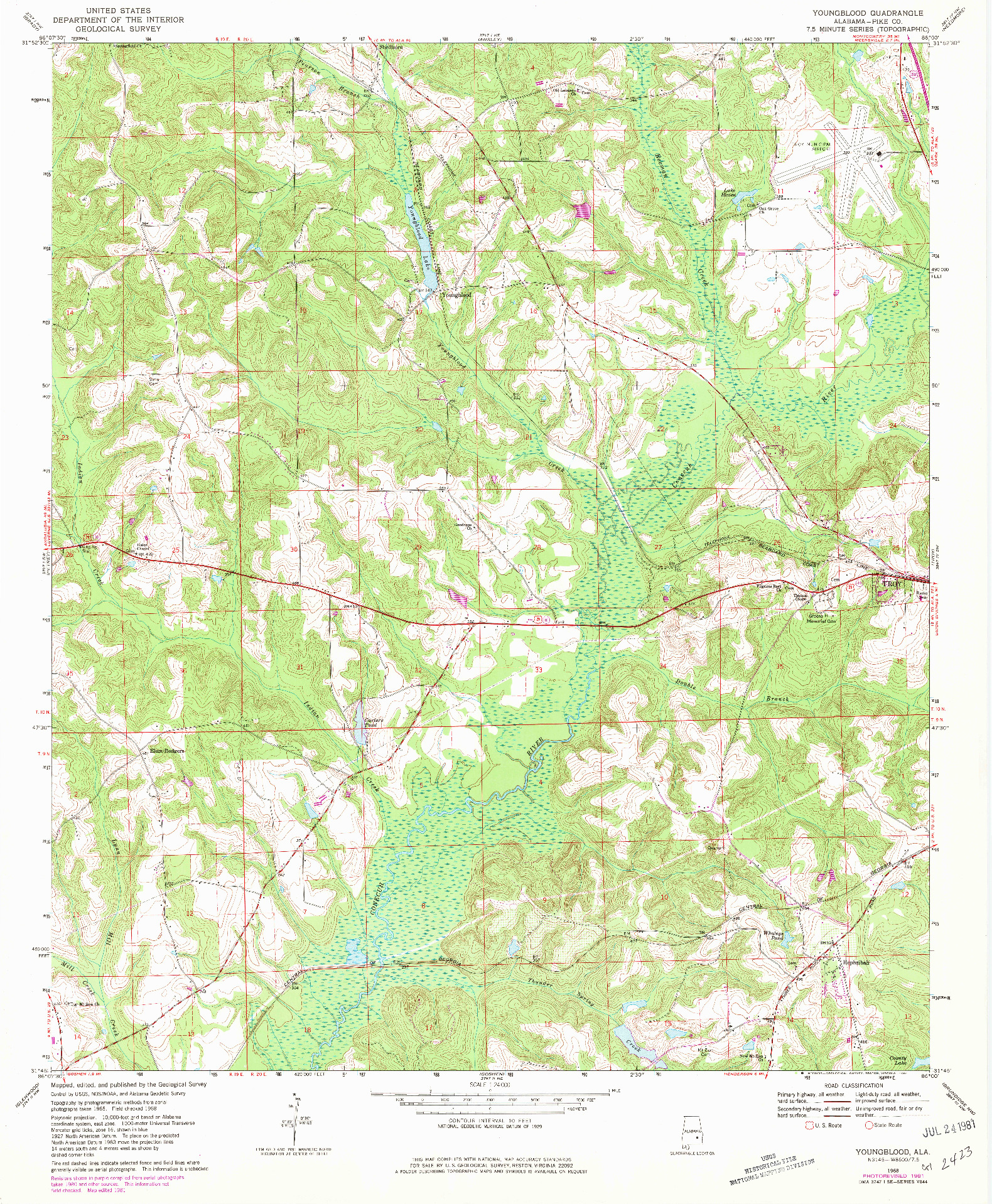 USGS 1:24000-SCALE QUADRANGLE FOR YOUNGBLOOD, AL 1968