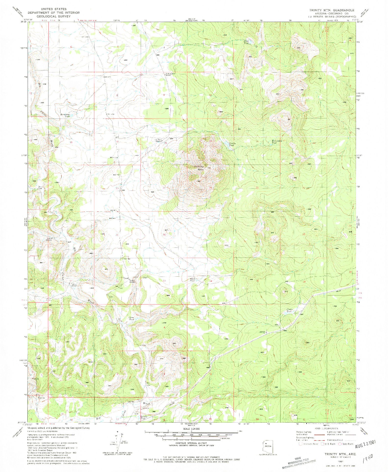 USGS 1:24000-SCALE QUADRANGLE FOR TRINITY MTN, AZ 1981