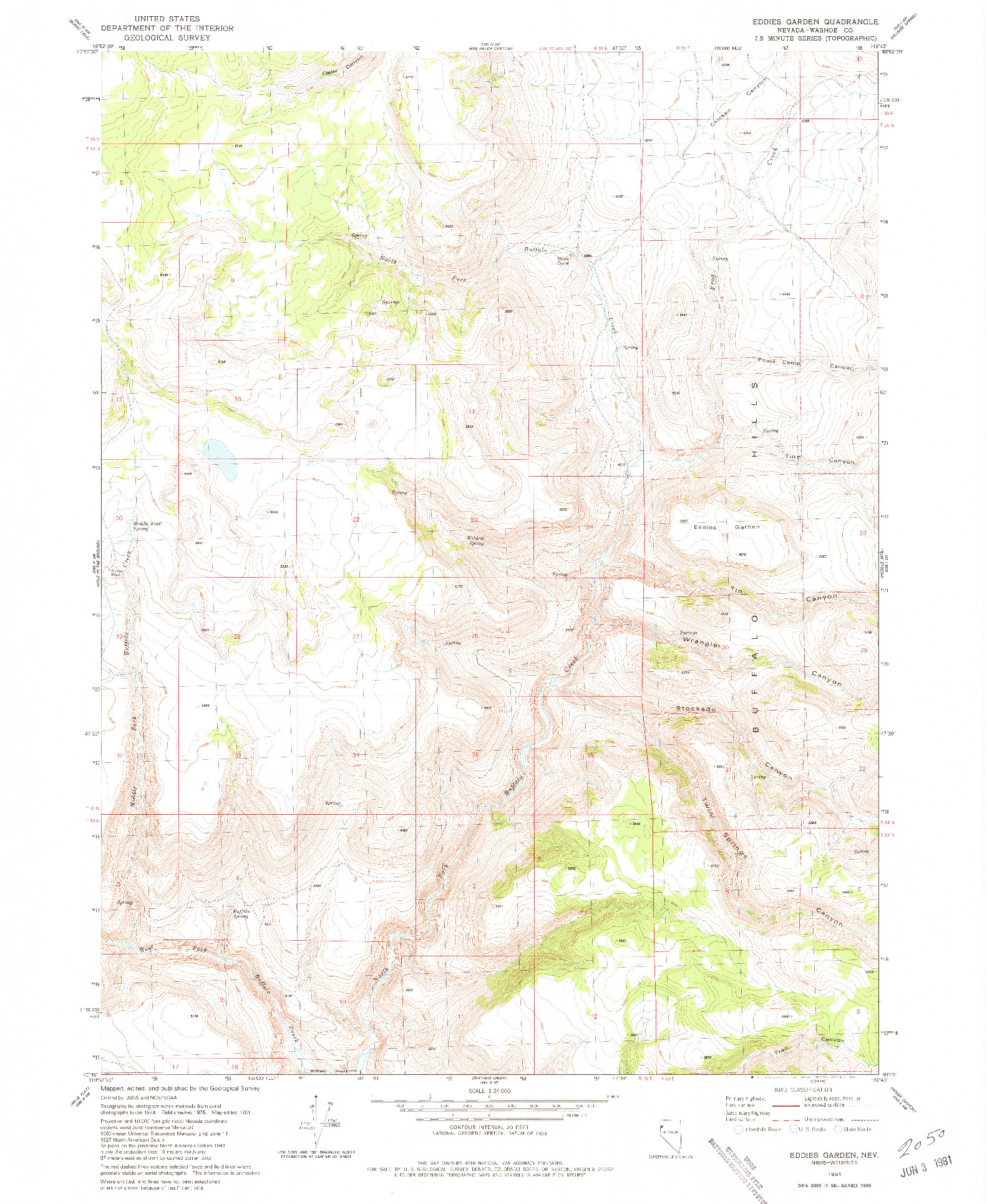 USGS 1:24000-SCALE QUADRANGLE FOR EDDIES GARDEN, NV 1981