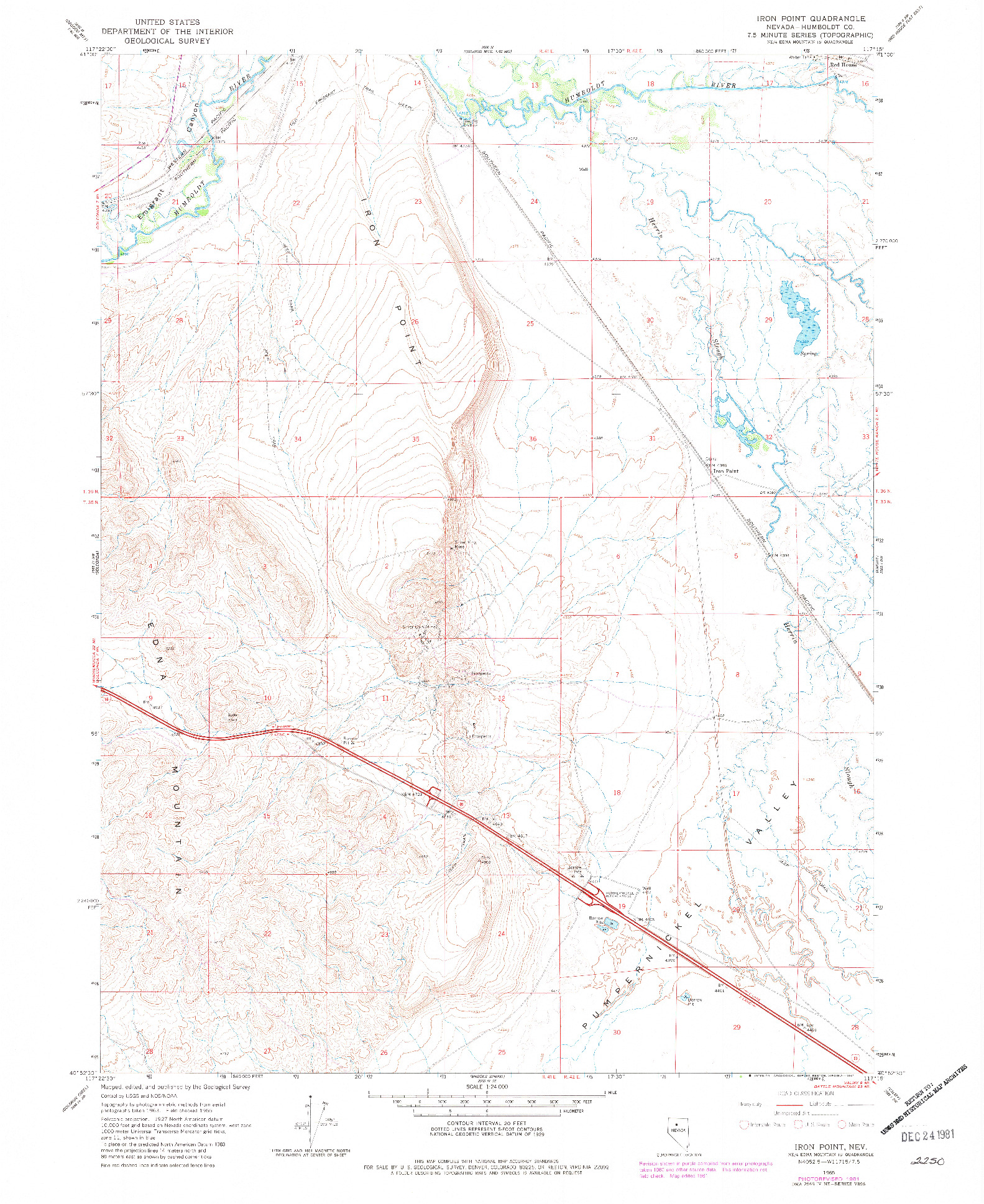 USGS 1:24000-SCALE QUADRANGLE FOR IRON POINT, NV 1965