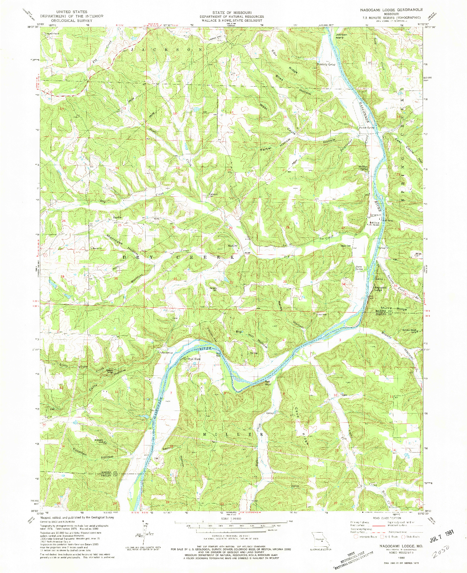 USGS 1:24000-SCALE QUADRANGLE FOR NAGOGAMI LODGE, MO 1980