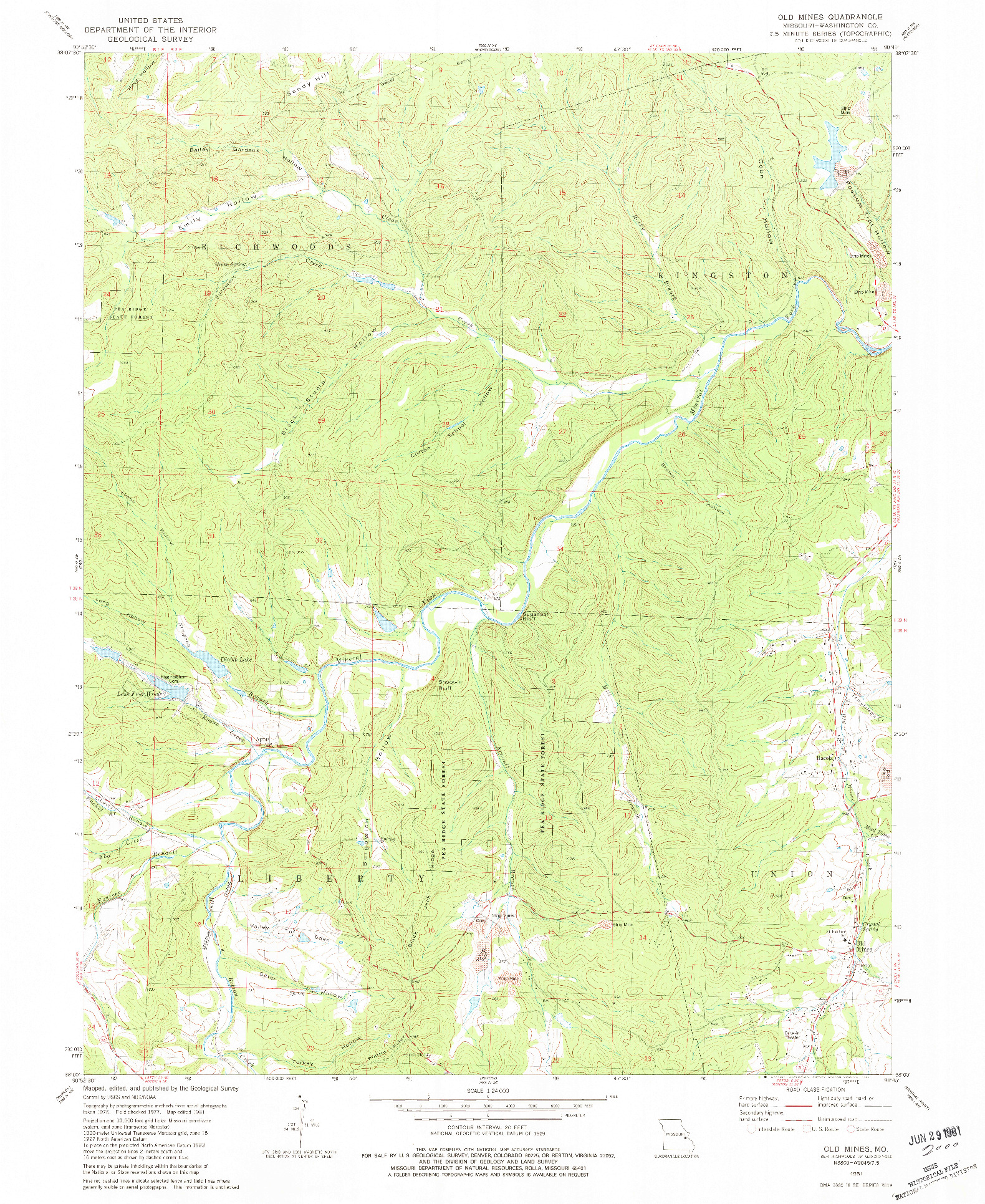 USGS 1:24000-SCALE QUADRANGLE FOR OLD MINES, MO 1981