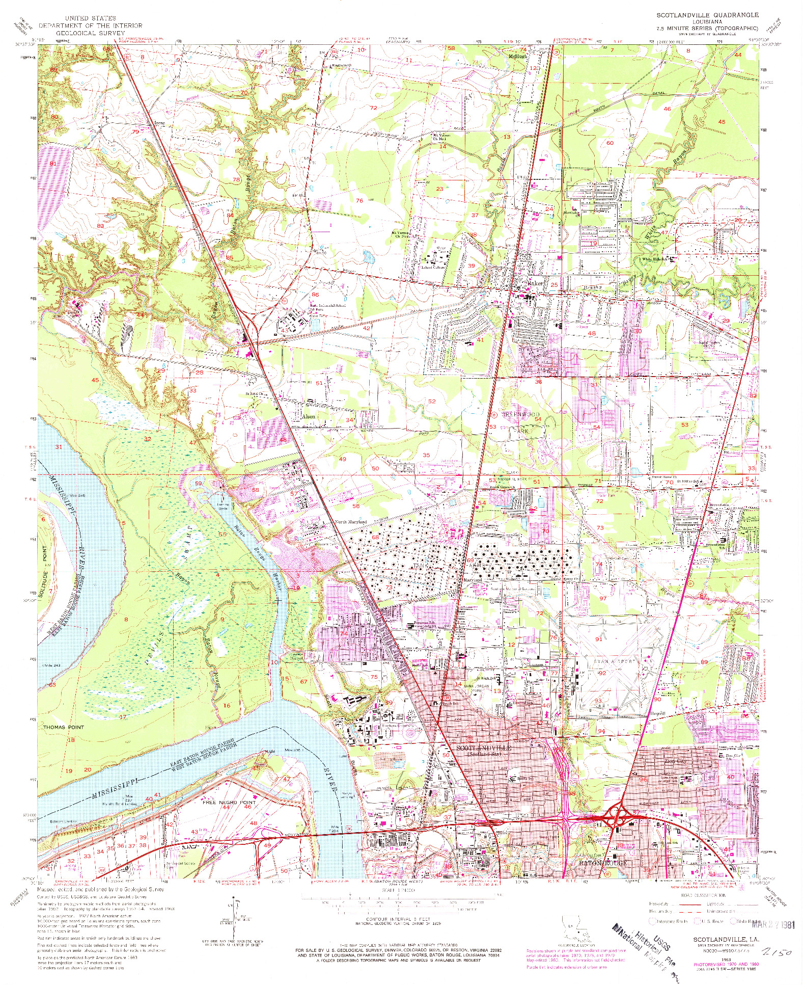 USGS 1:24000-SCALE QUADRANGLE FOR SCOTLANDVILLE, LA 1963