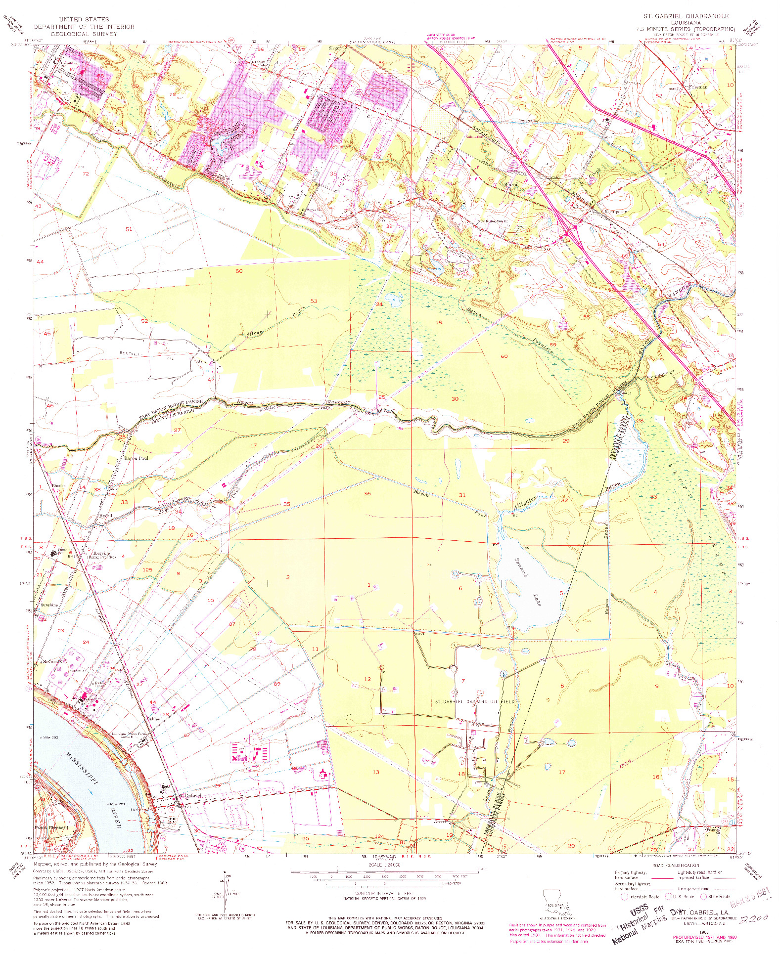 USGS 1:24000-SCALE QUADRANGLE FOR ST. GABRIEL, LA 1963