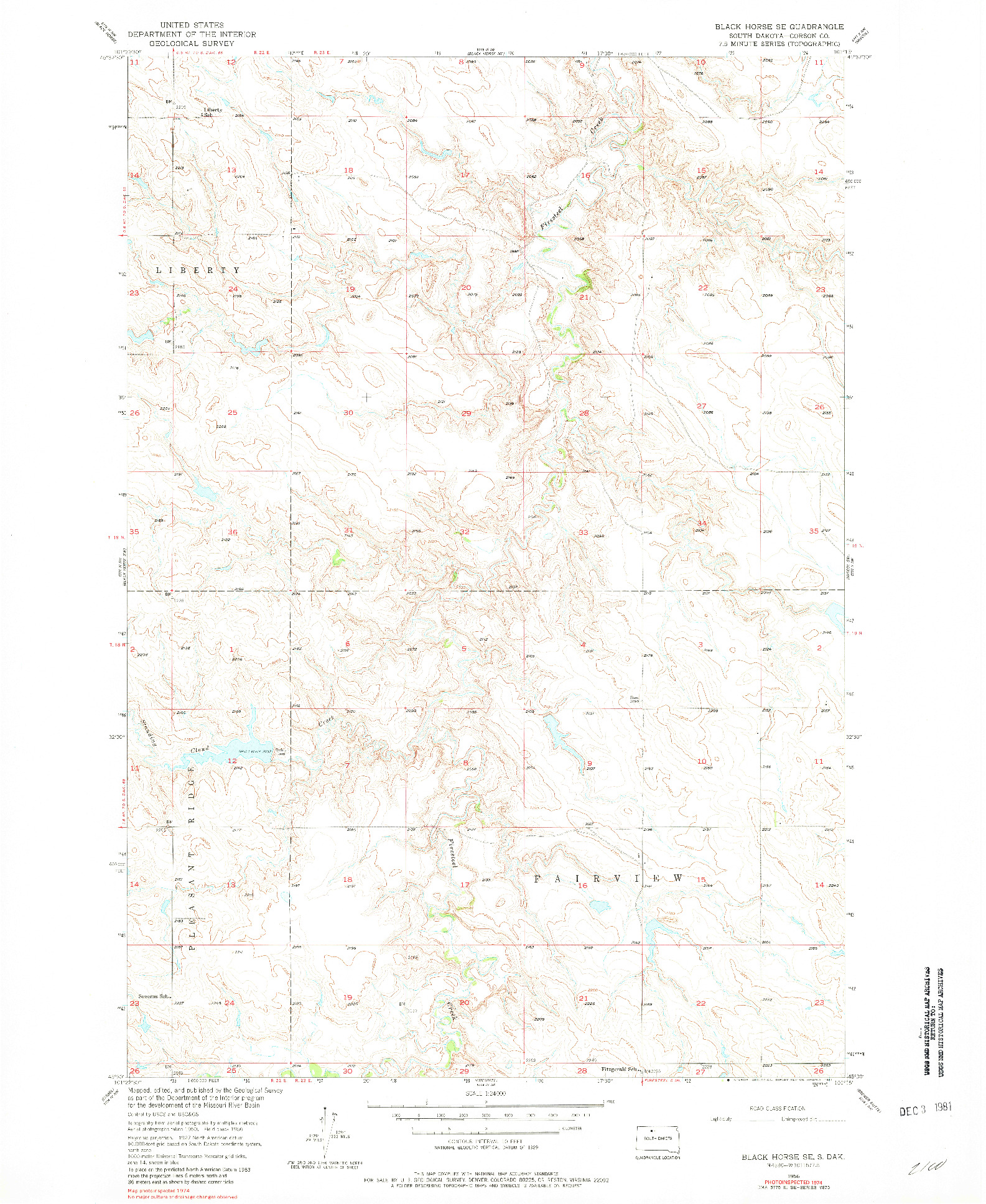 USGS 1:24000-SCALE QUADRANGLE FOR BLACK HORSE SE, SD 1956