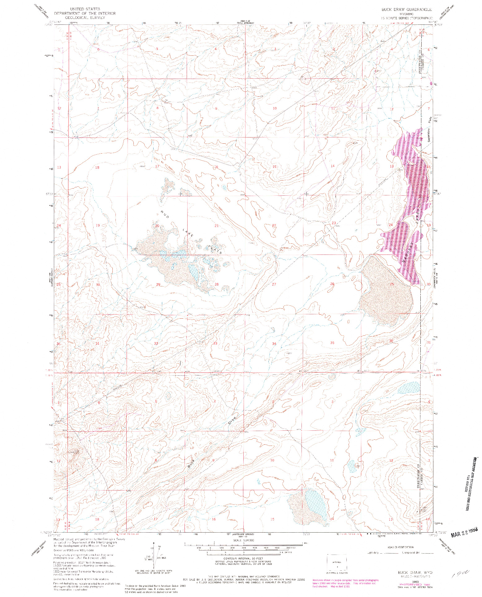 USGS 1:24000-SCALE QUADRANGLE FOR BUCK DRAW, WY 1960