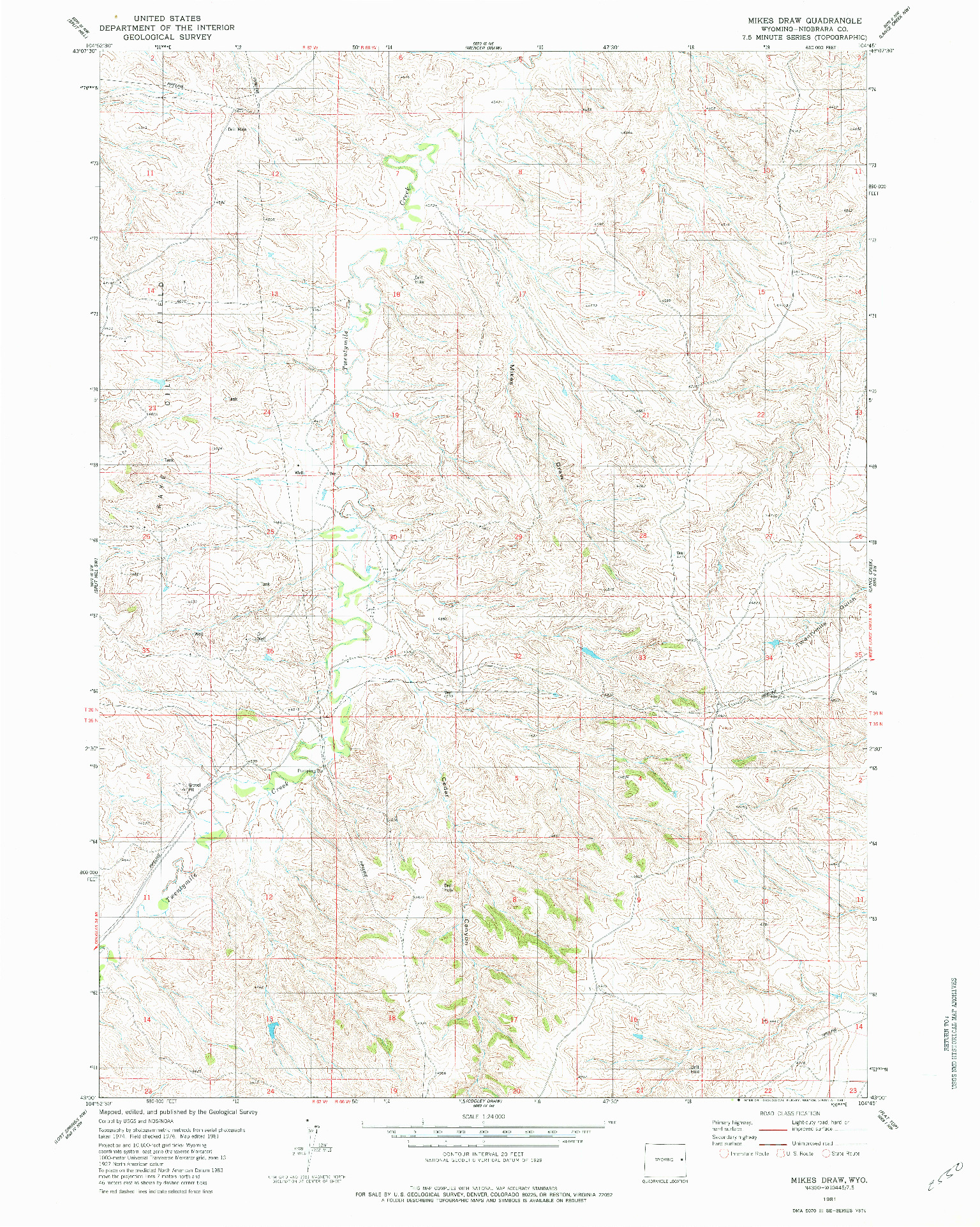 USGS 1:24000-SCALE QUADRANGLE FOR MIKES DRAW, WY 1981