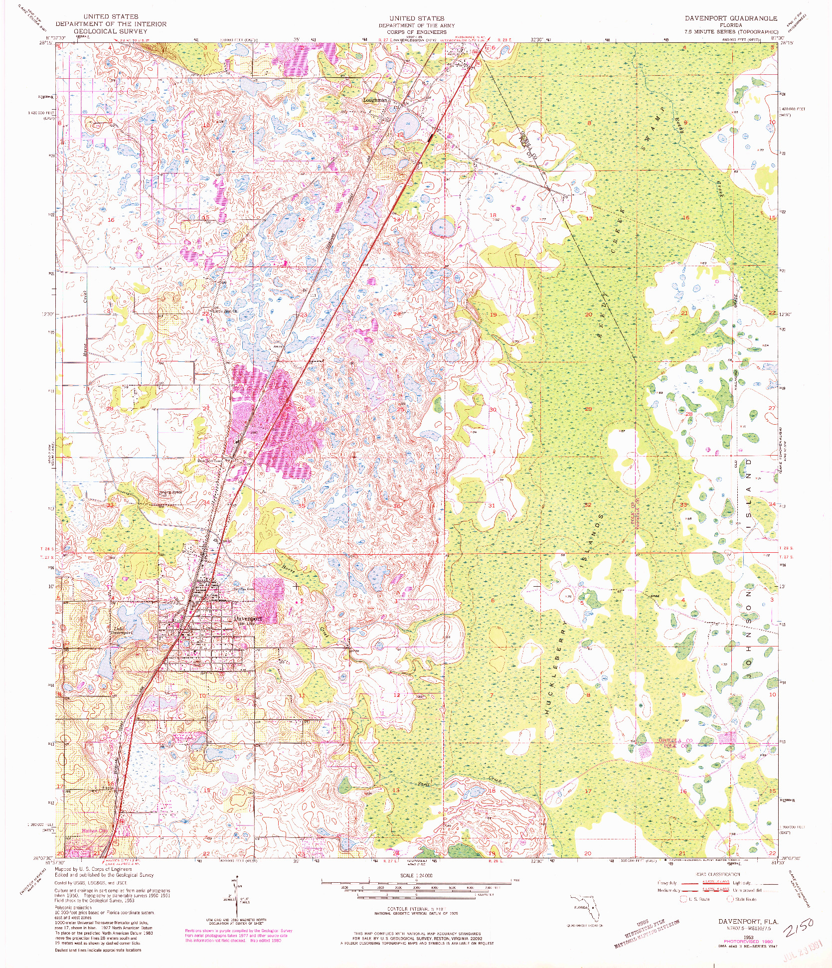 USGS 1:24000-SCALE QUADRANGLE FOR DAVENPORT, FL 1953