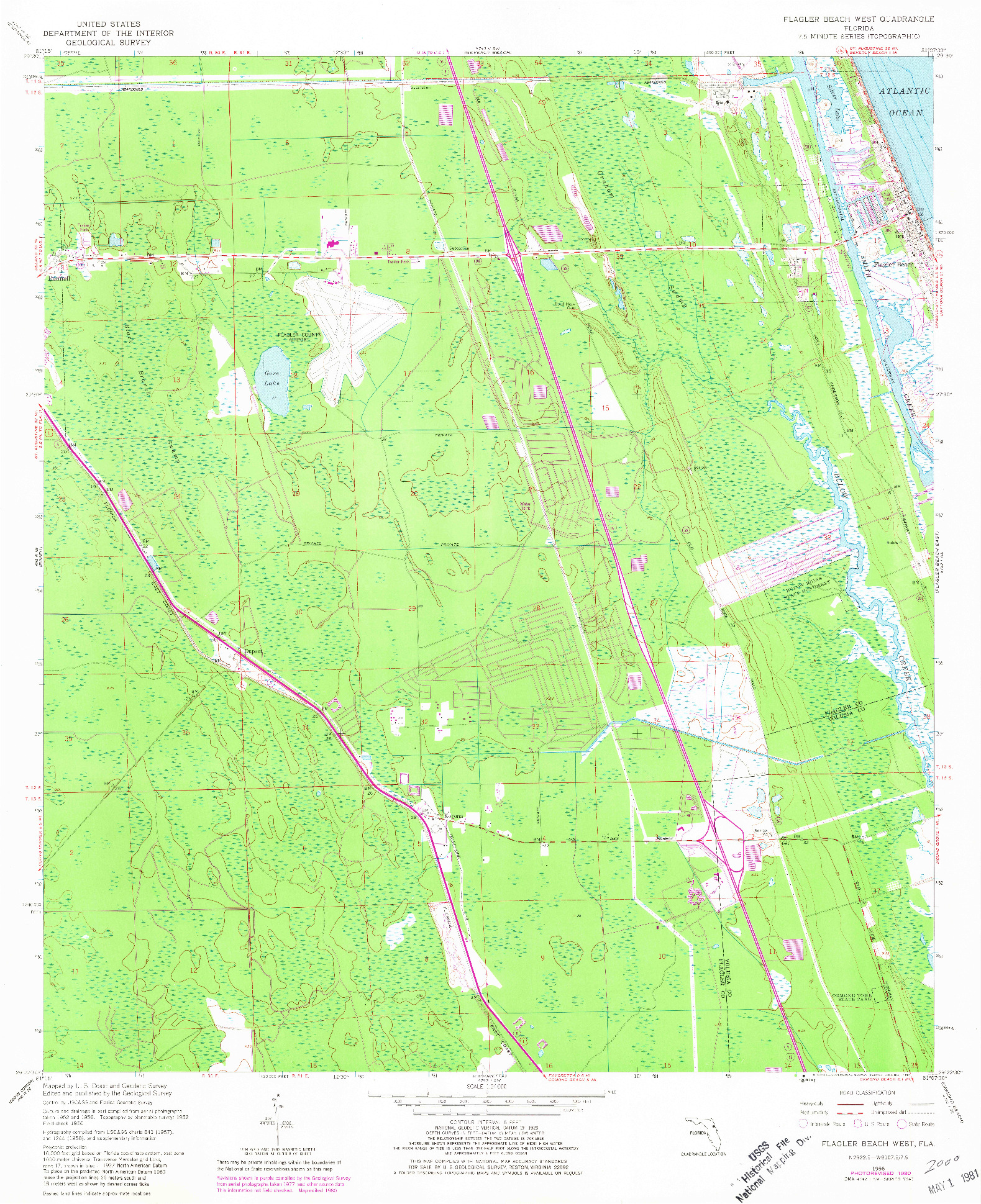 USGS 1:24000-SCALE QUADRANGLE FOR FLAGLER BEACH WEST, FL 1956