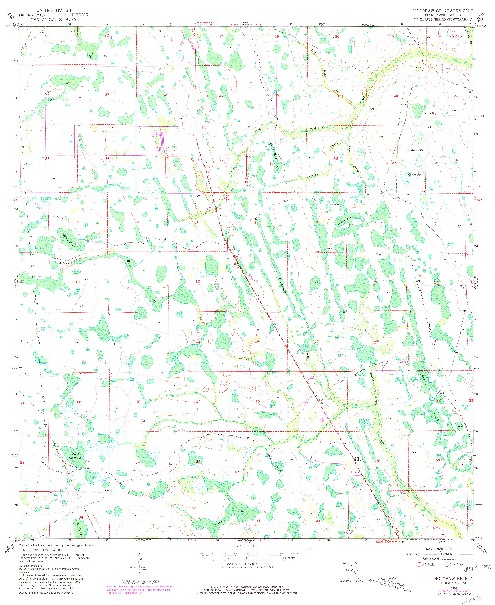 USGS 1:24000-SCALE QUADRANGLE FOR HOLOPAW SE, FL 1953