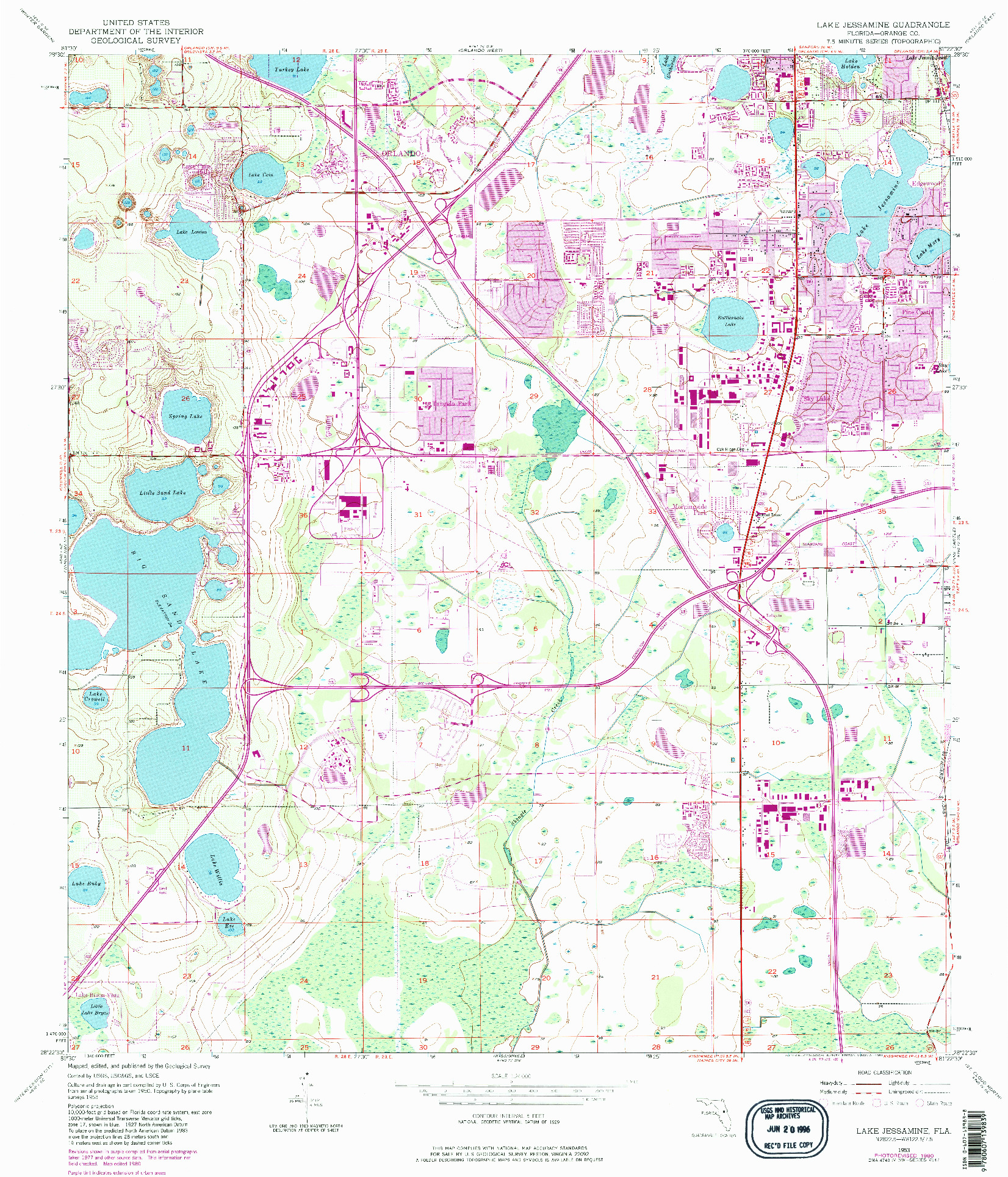 USGS 1:24000-SCALE QUADRANGLE FOR LAKE JESSAMINE, FL 1953