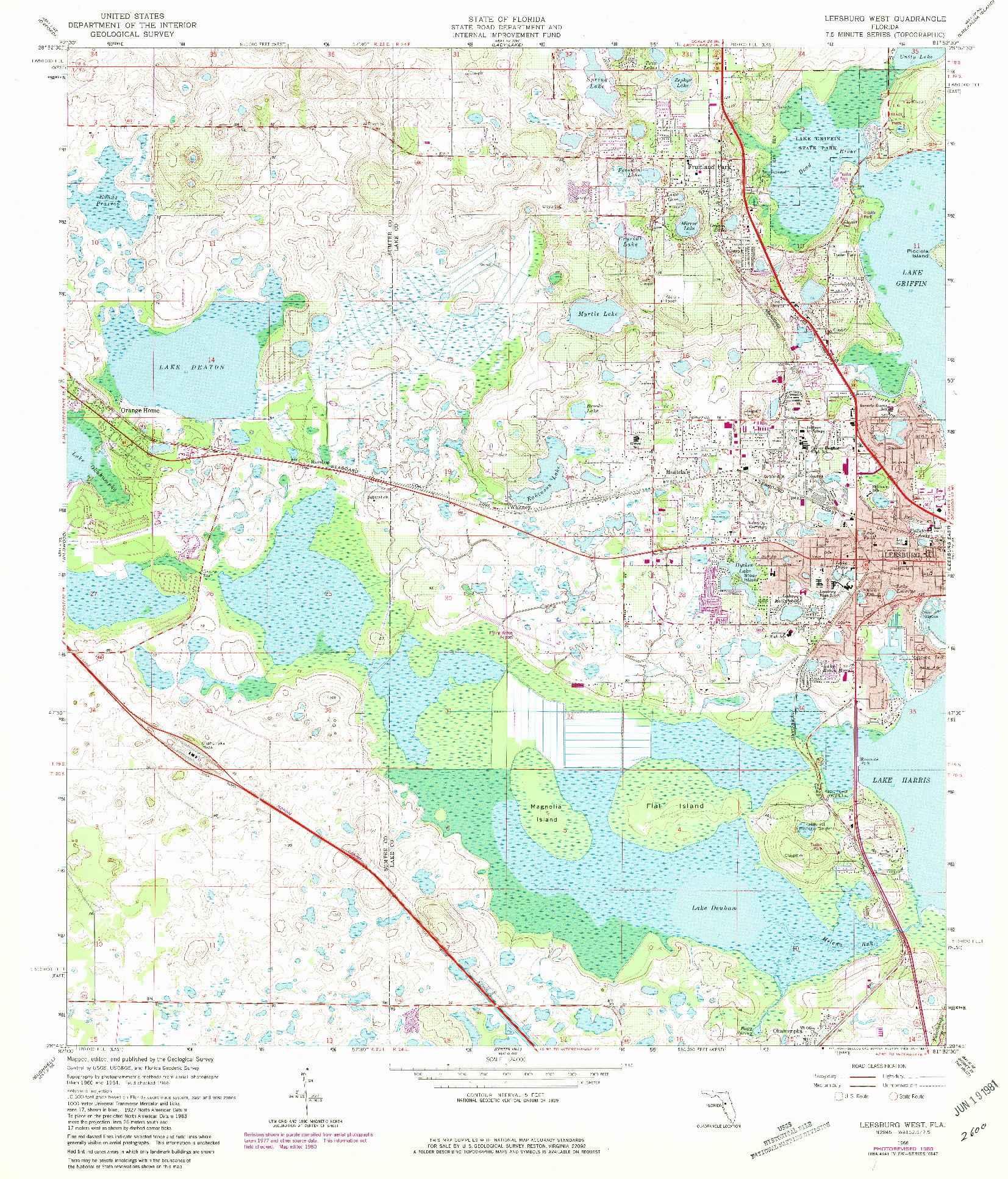 USGS 1:24000-SCALE QUADRANGLE FOR LEESBURG WEST, FL 1966