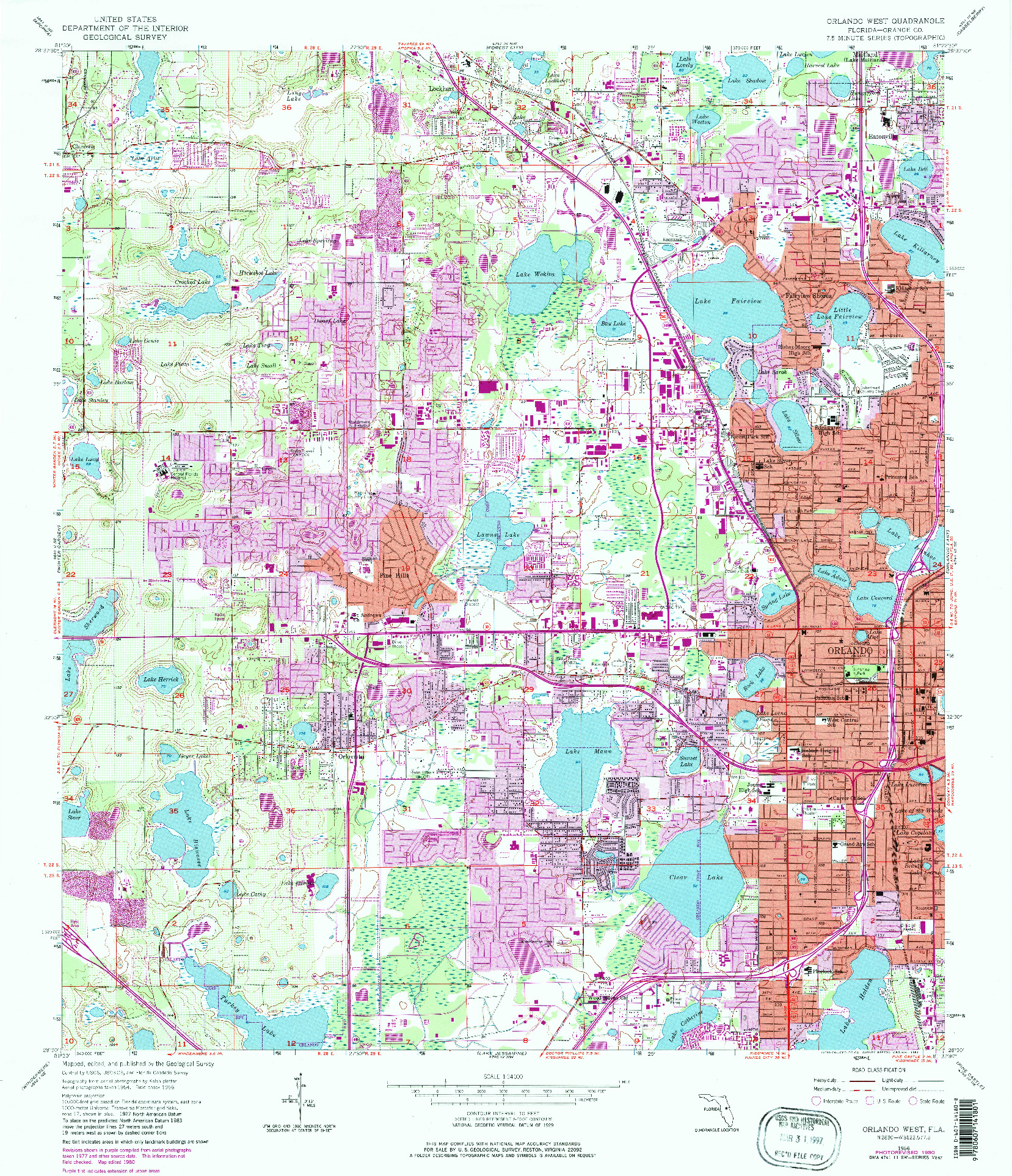 USGS 1:24000-SCALE QUADRANGLE FOR ORLANDO WEST, FL 1956