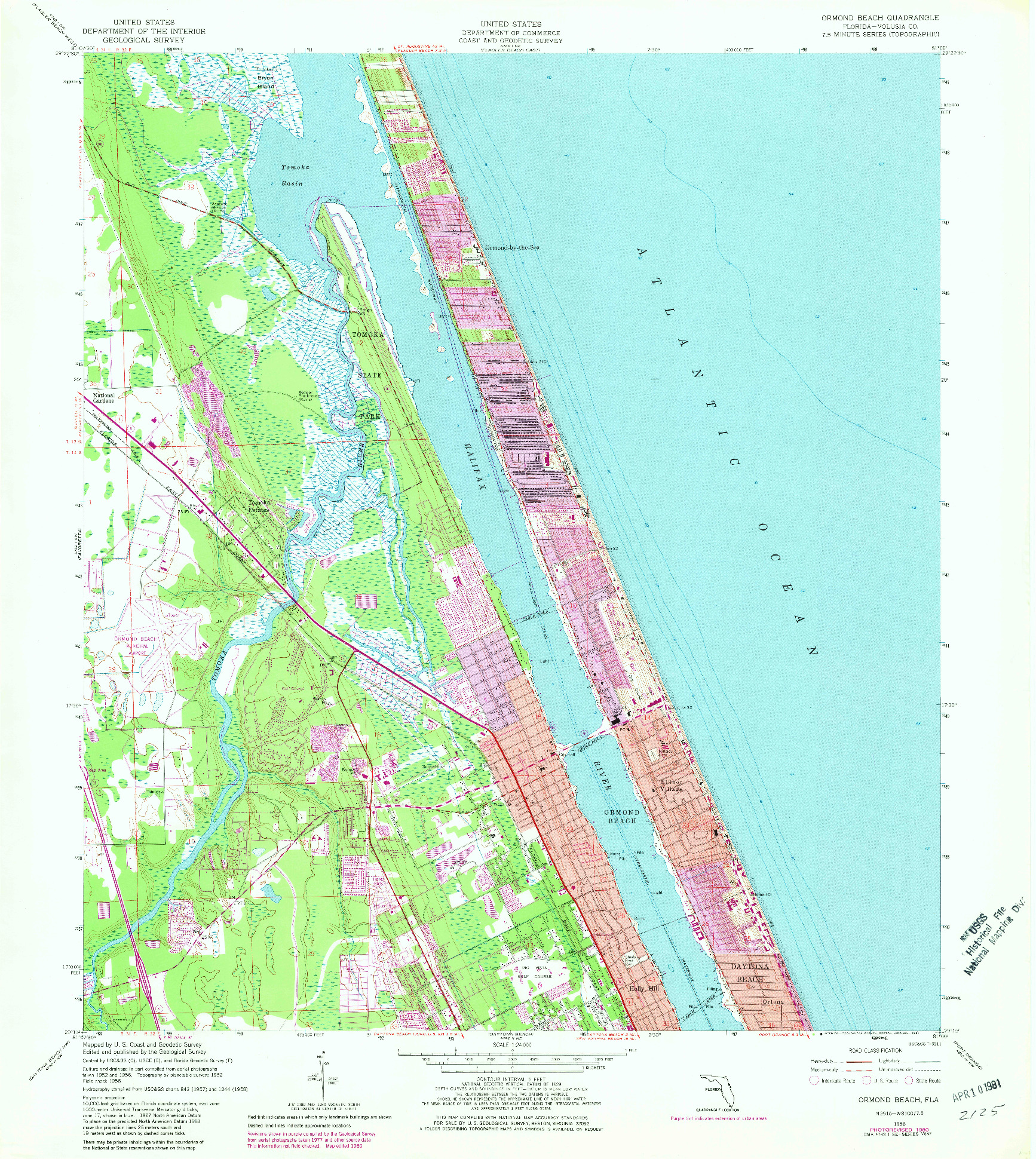 USGS 1:24000-SCALE QUADRANGLE FOR ORMOND BEACH, FL 1956