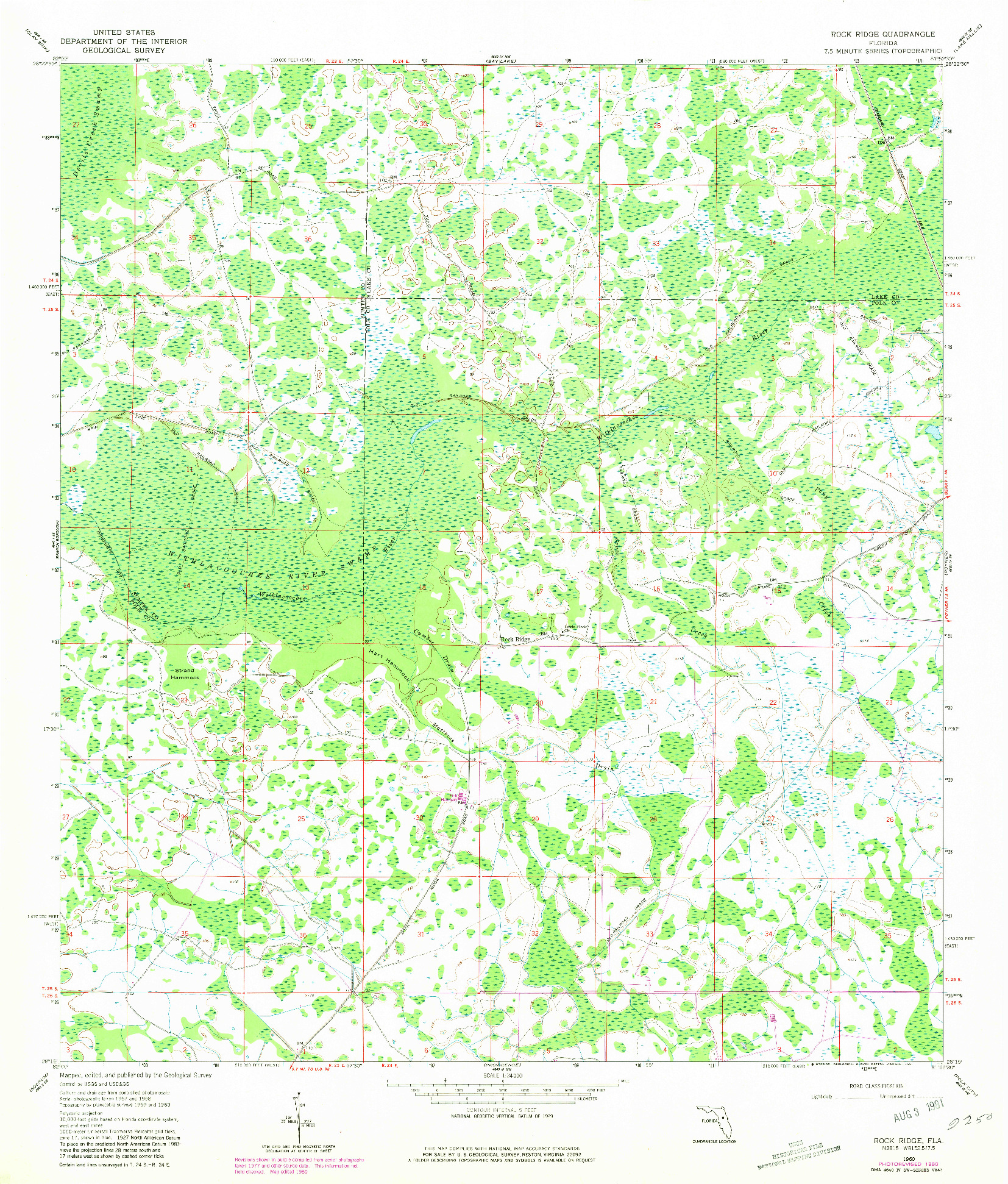 USGS 1:24000-SCALE QUADRANGLE FOR ROCK RIDGE, FL 1960