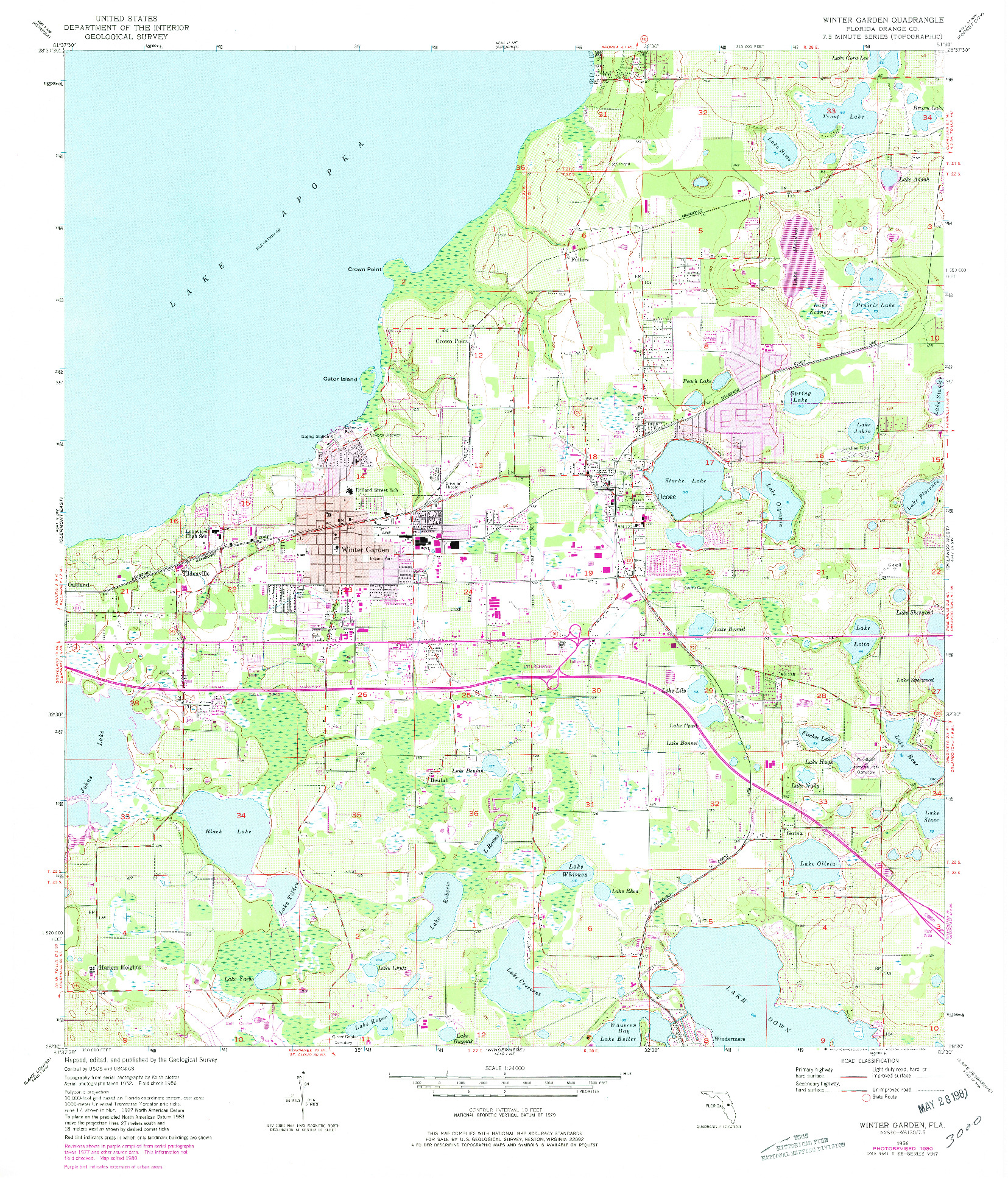 USGS 1:24000-SCALE QUADRANGLE FOR WINTER GARDEN, FL 1956