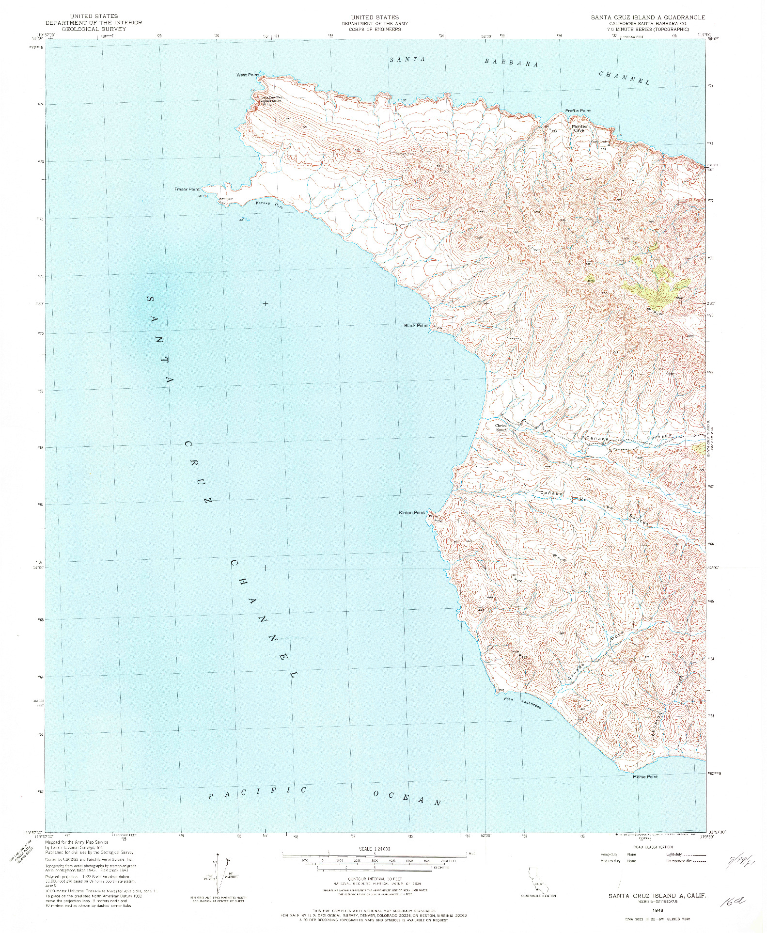 USGS 1:24000-SCALE QUADRANGLE FOR SANTA CRUZ ISLAND A, CA 1943