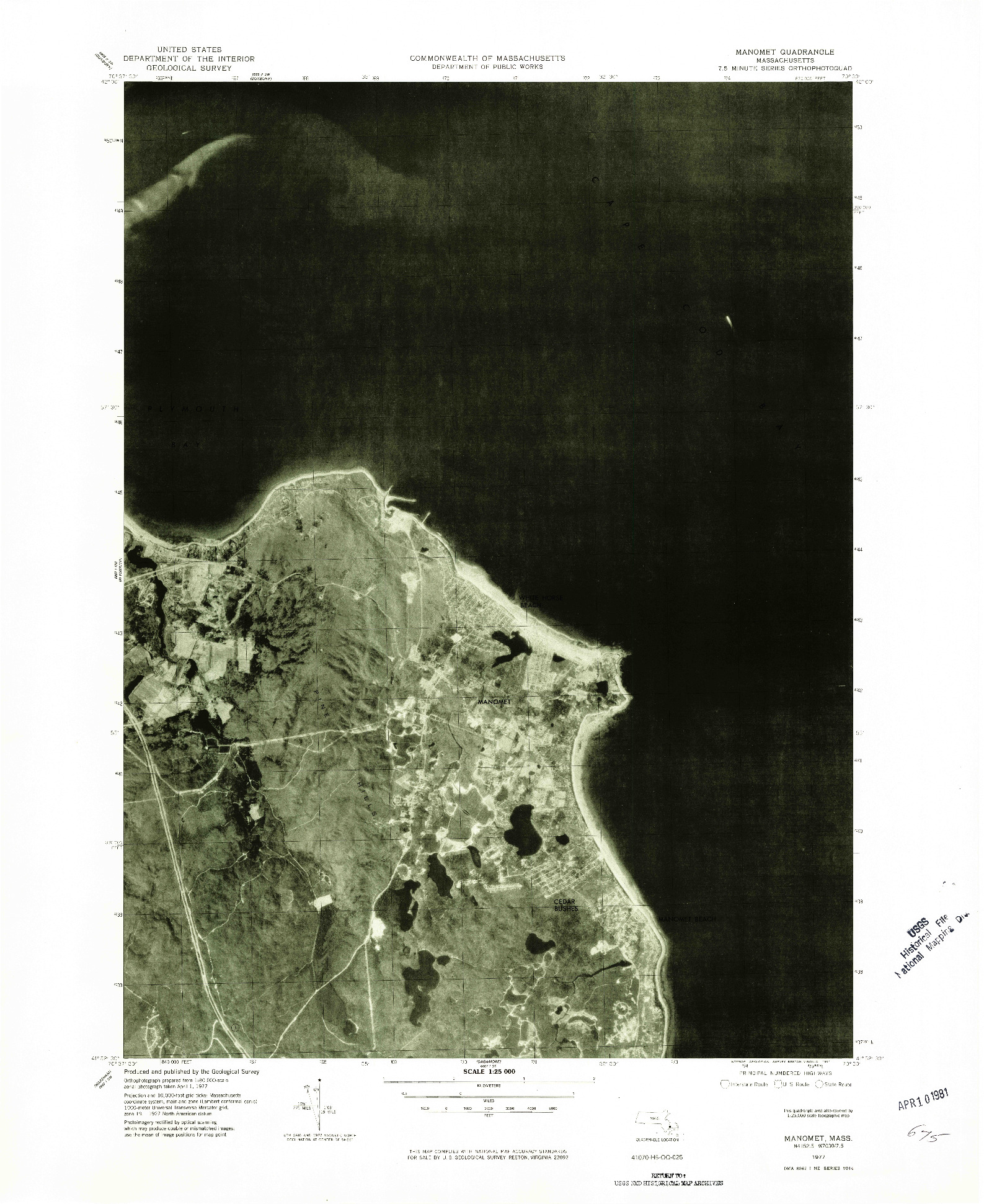 USGS 1:25000-SCALE QUADRANGLE FOR MANOMET, MA 1977