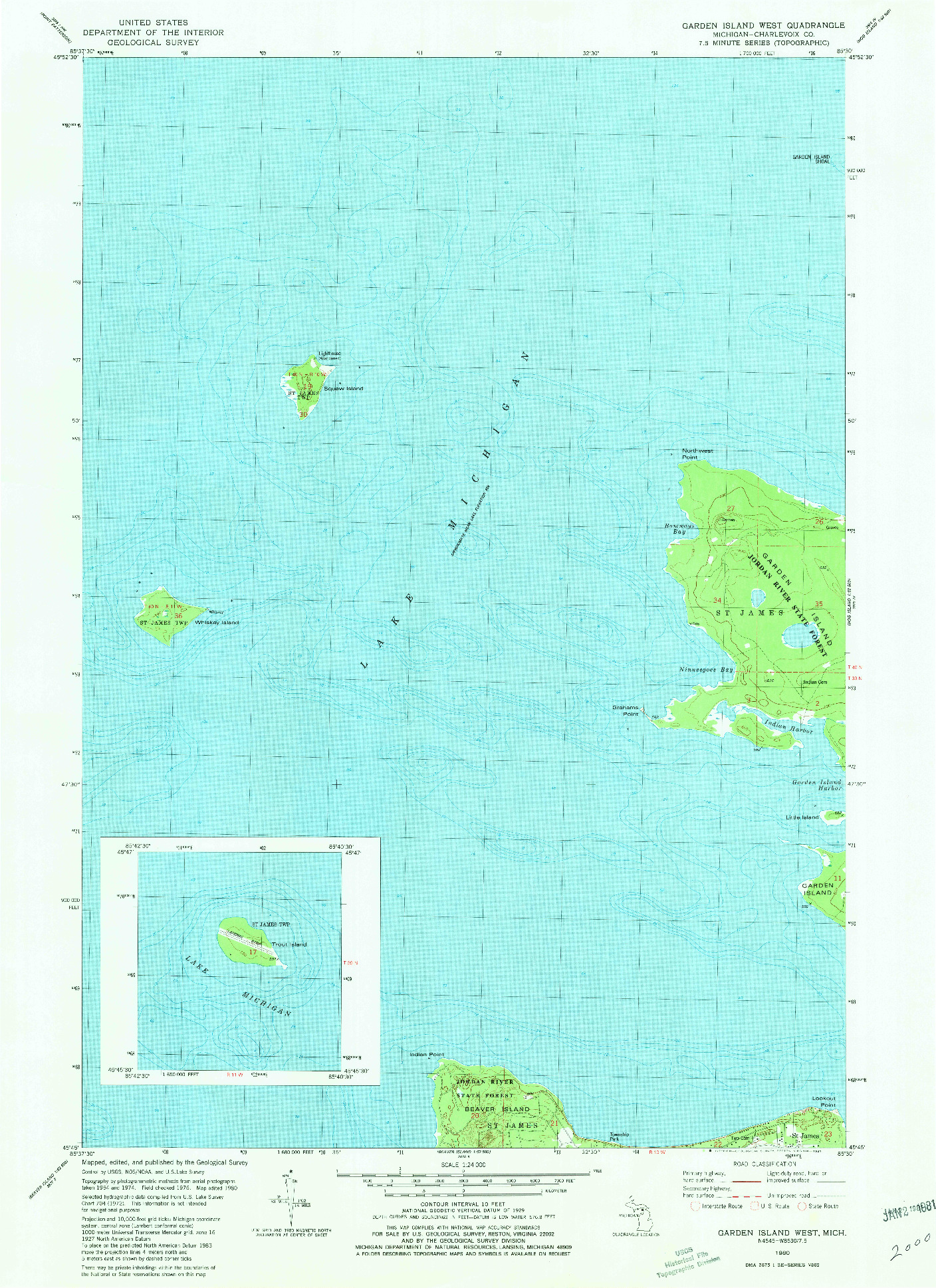 USGS 1:24000-SCALE QUADRANGLE FOR GARDEN ISLAND WEST, MI 1980