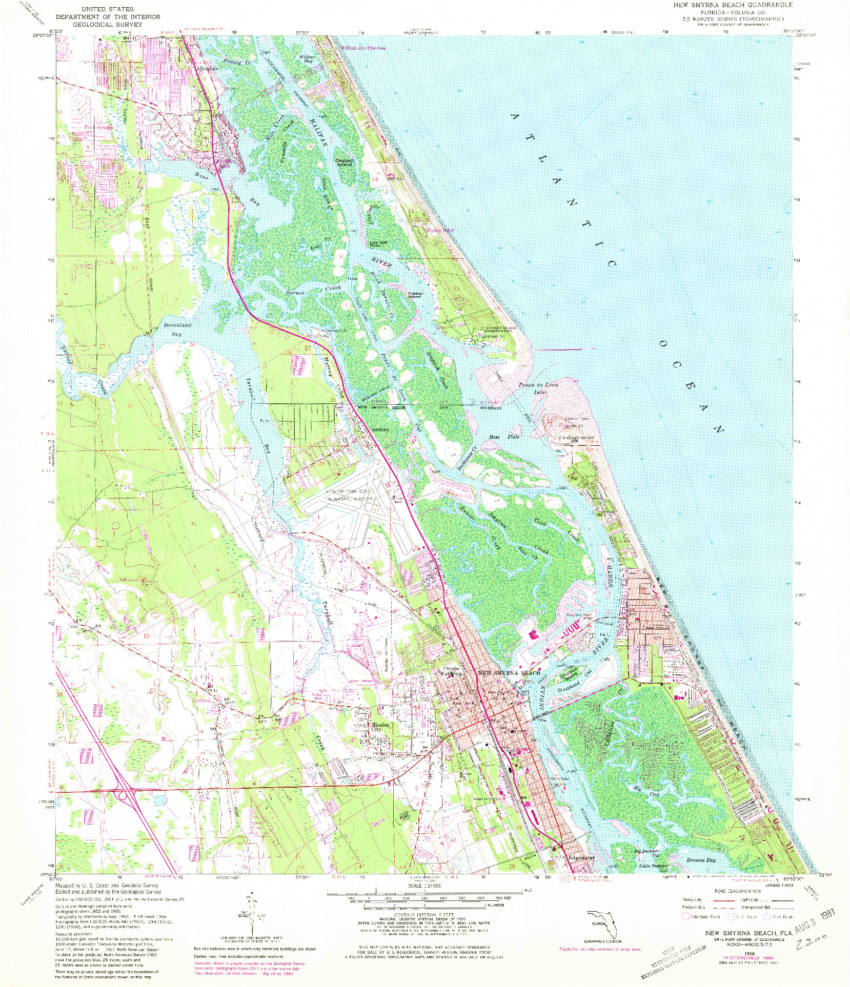 USGS 1:24000-SCALE QUADRANGLE FOR NEW SMYRNA BEACH, FL 1956