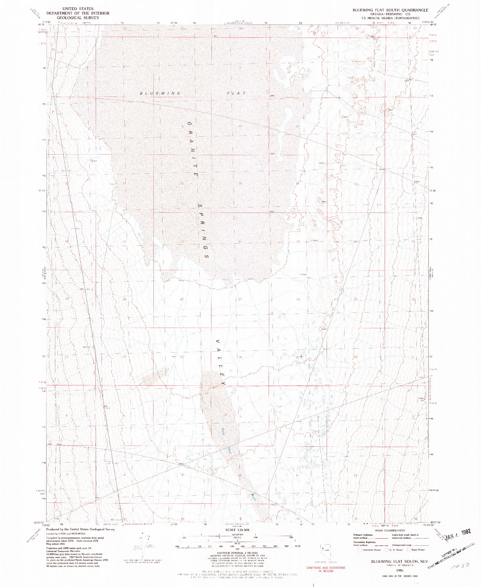 USGS 1:24000-SCALE QUADRANGLE FOR BLUEWING FLAT SOUTH, NV 1981