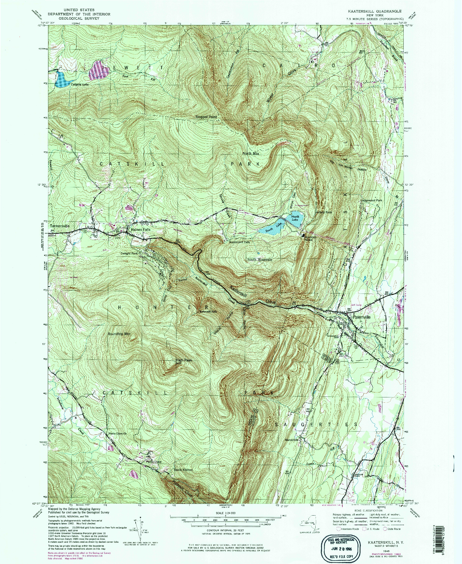 USGS 1:24000-SCALE QUADRANGLE FOR KAATERSKILL, NY 1946