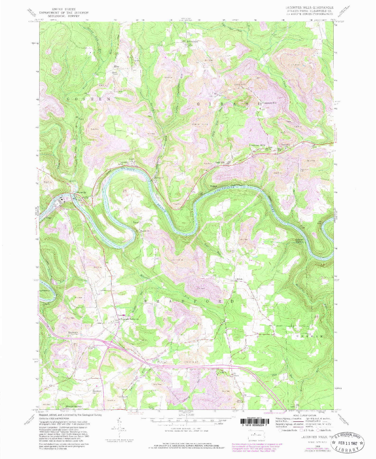 USGS 1:24000-SCALE QUADRANGLE FOR LECONTES MILLS, PA 1959