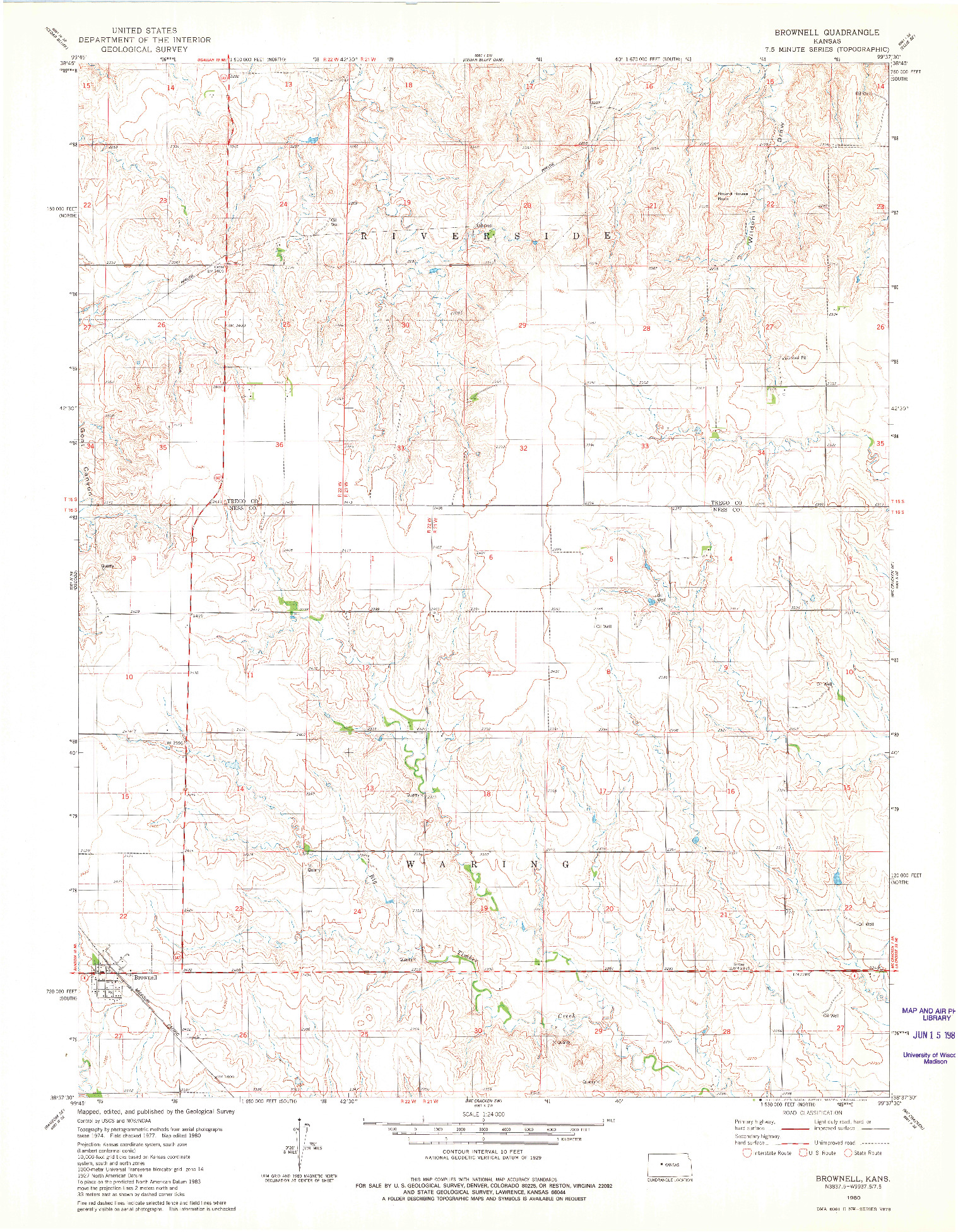 USGS 1:24000-SCALE QUADRANGLE FOR BROWNELL, KS 1980