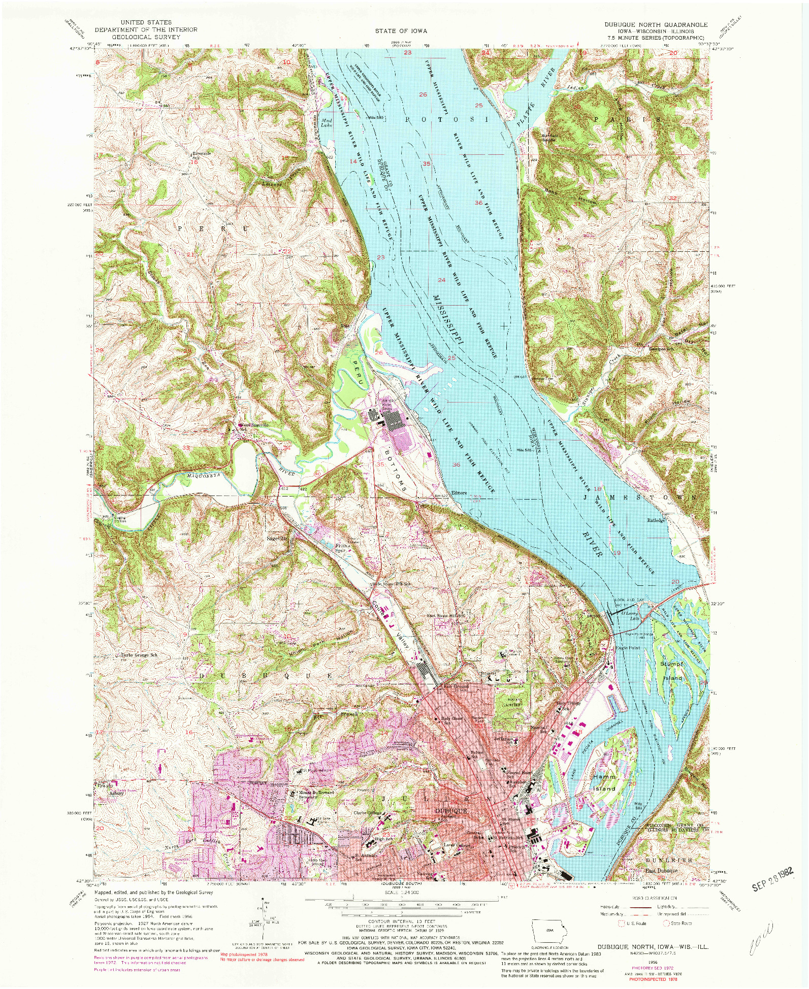 USGS 1:24000-SCALE QUADRANGLE FOR DUBUQUE NORTH, IA 1956