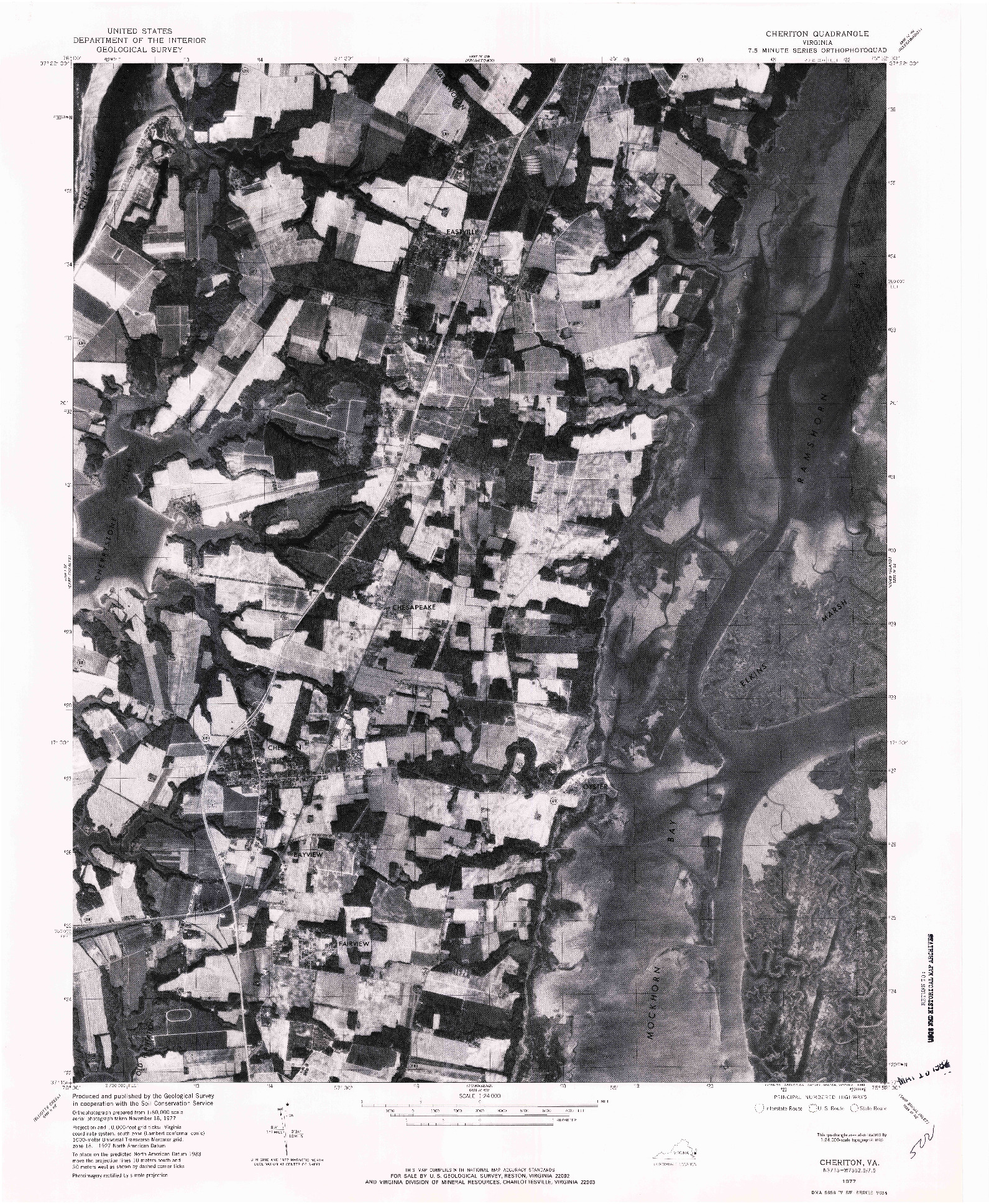 USGS 1:24000-SCALE QUADRANGLE FOR CHERITON, VA 1977