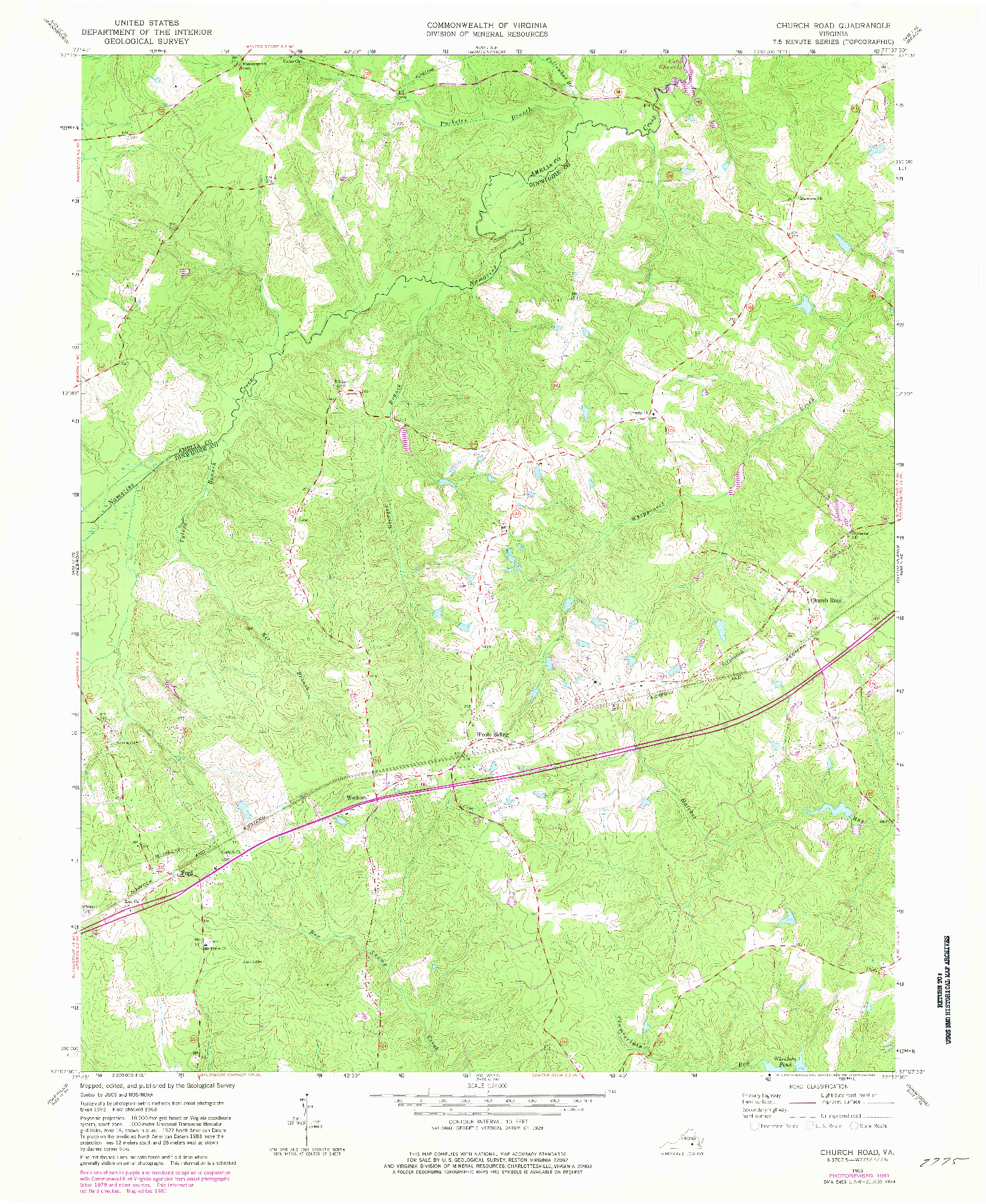 USGS 1:24000-SCALE QUADRANGLE FOR CHURCH ROAD, VA 1963