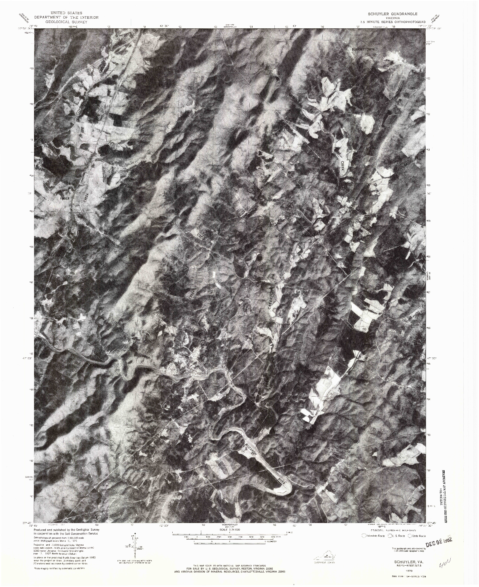 USGS 1:24000-SCALE QUADRANGLE FOR SCHUYLER, VA 1979