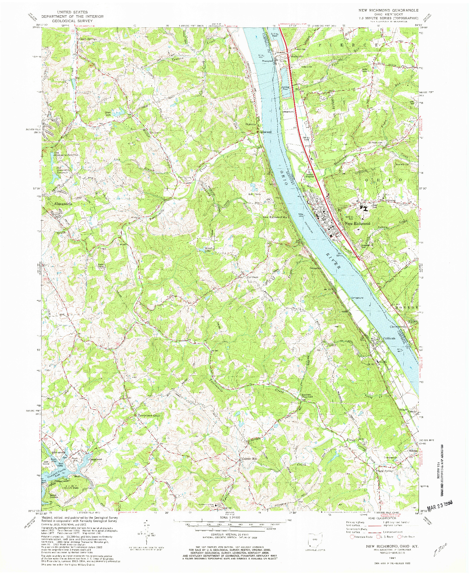 USGS 1:24000-SCALE QUADRANGLE FOR NEW RICHMOND, OH 1981