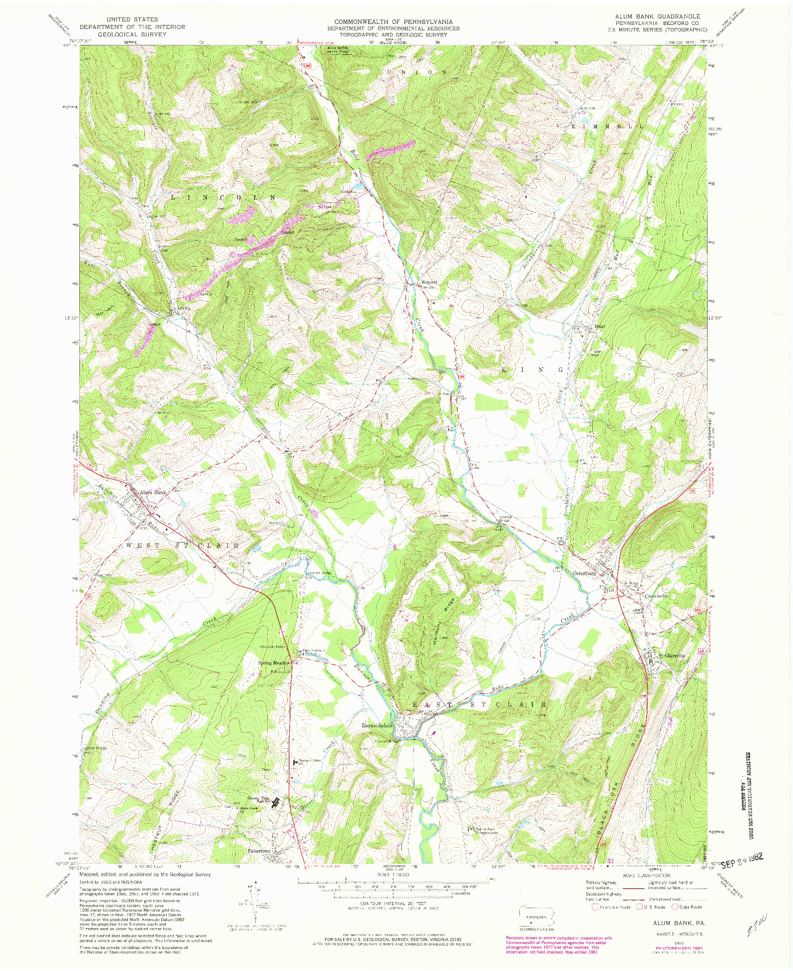 USGS 1:24000-SCALE QUADRANGLE FOR ALUM BANK, PA 1971