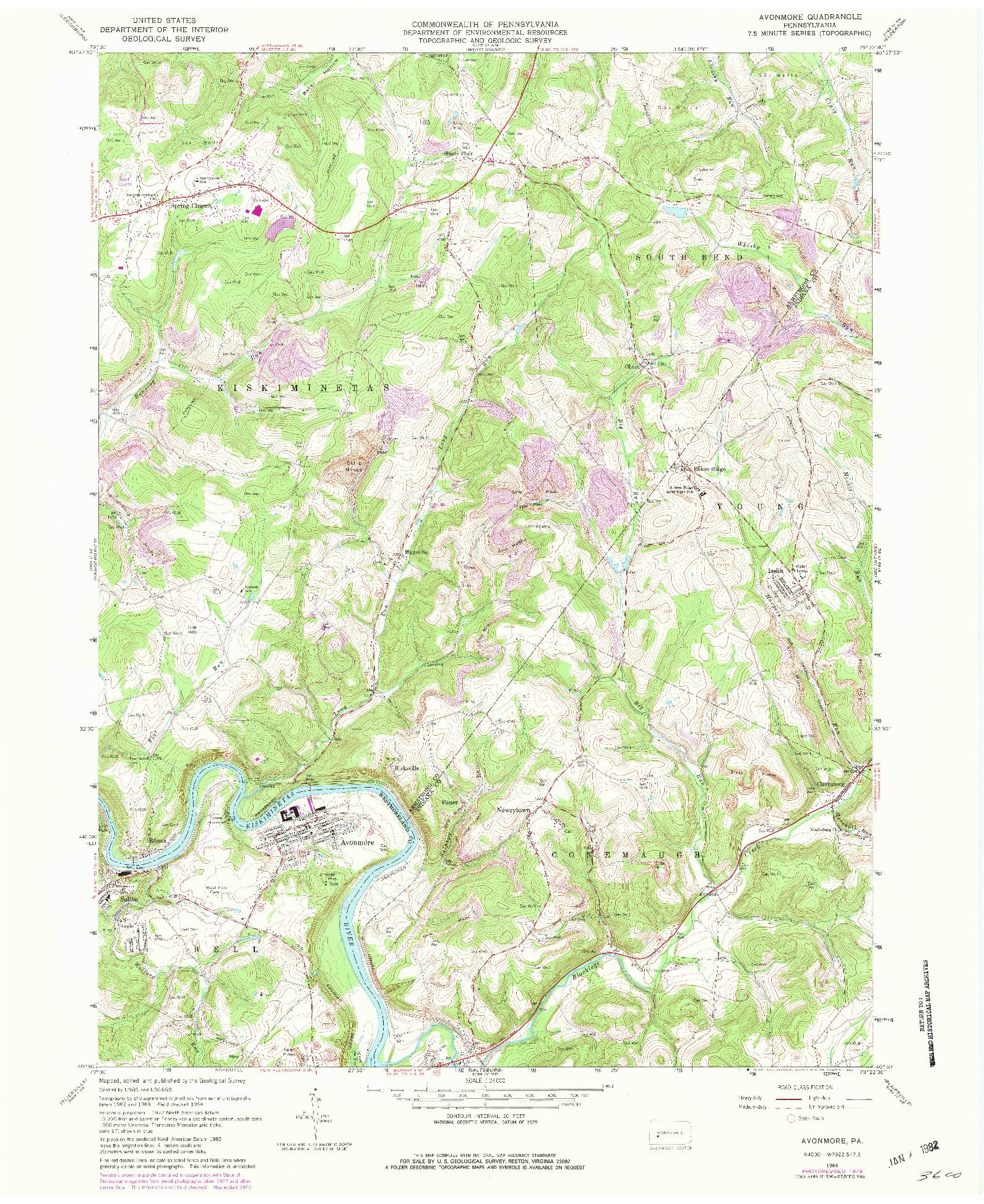 USGS 1:24000-SCALE QUADRANGLE FOR AVONMORE, PA 1964