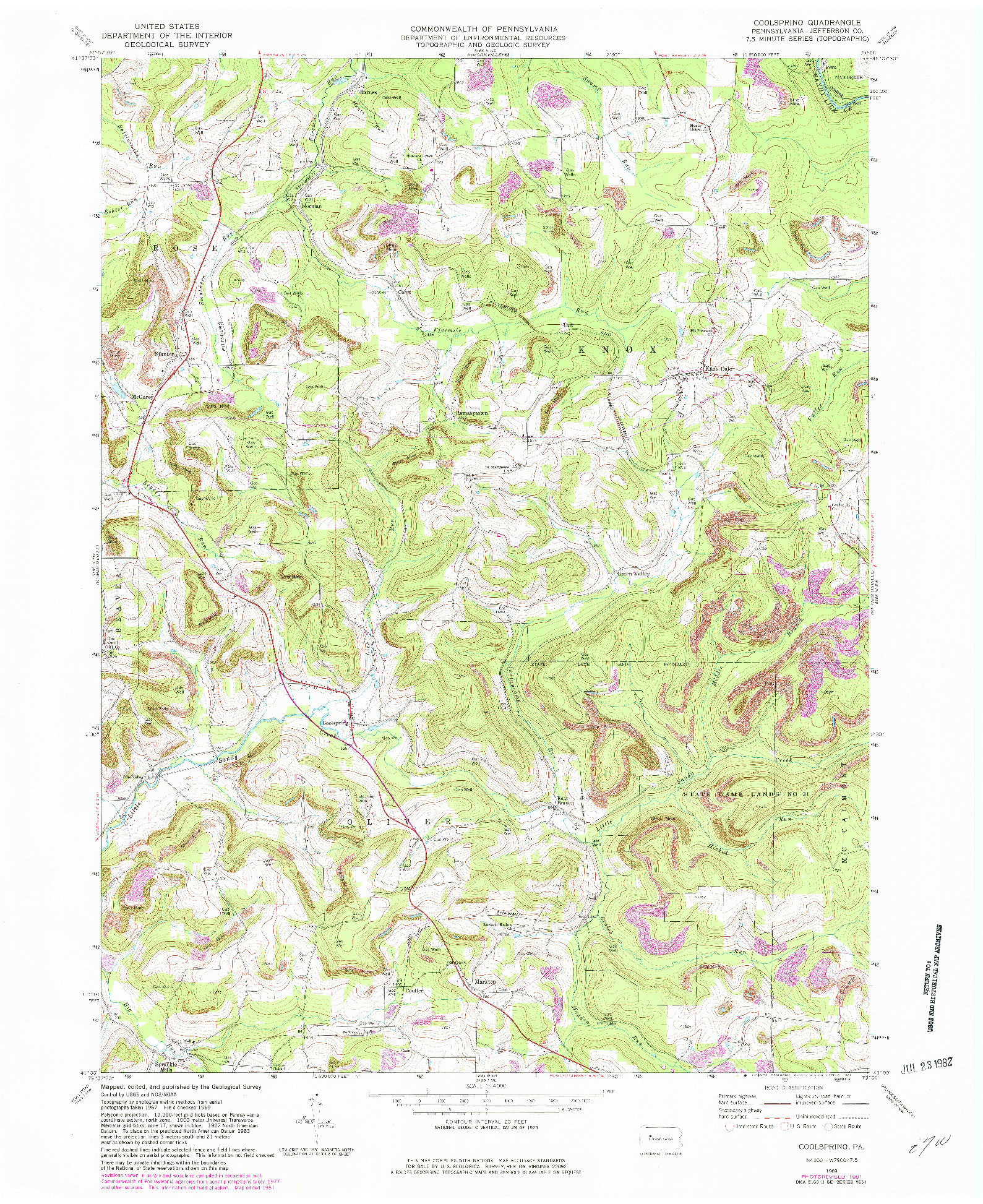 USGS 1:24000-SCALE QUADRANGLE FOR COOLSPRING, PA 1969