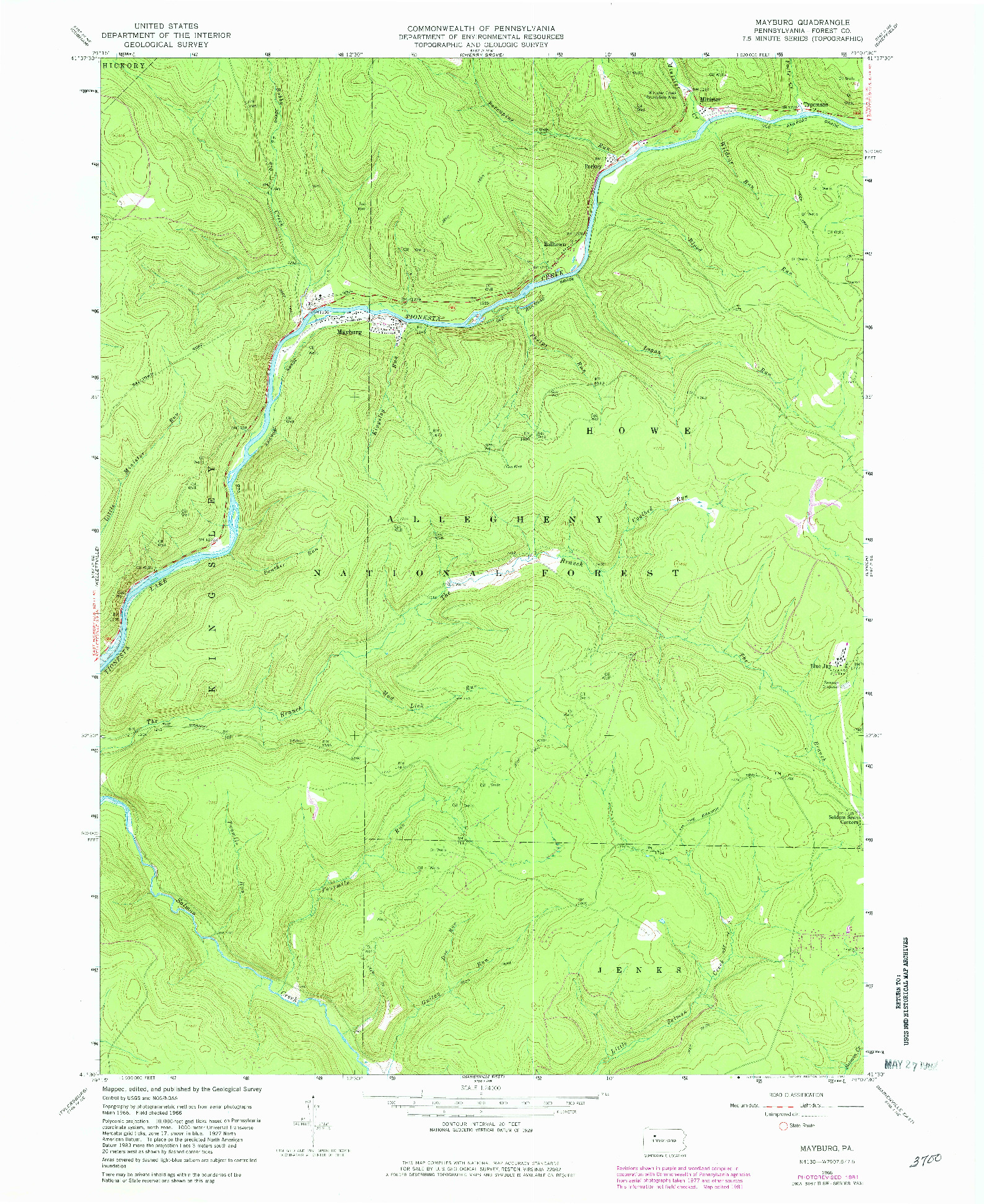 USGS 1:24000-SCALE QUADRANGLE FOR MAYBURG, PA 1966