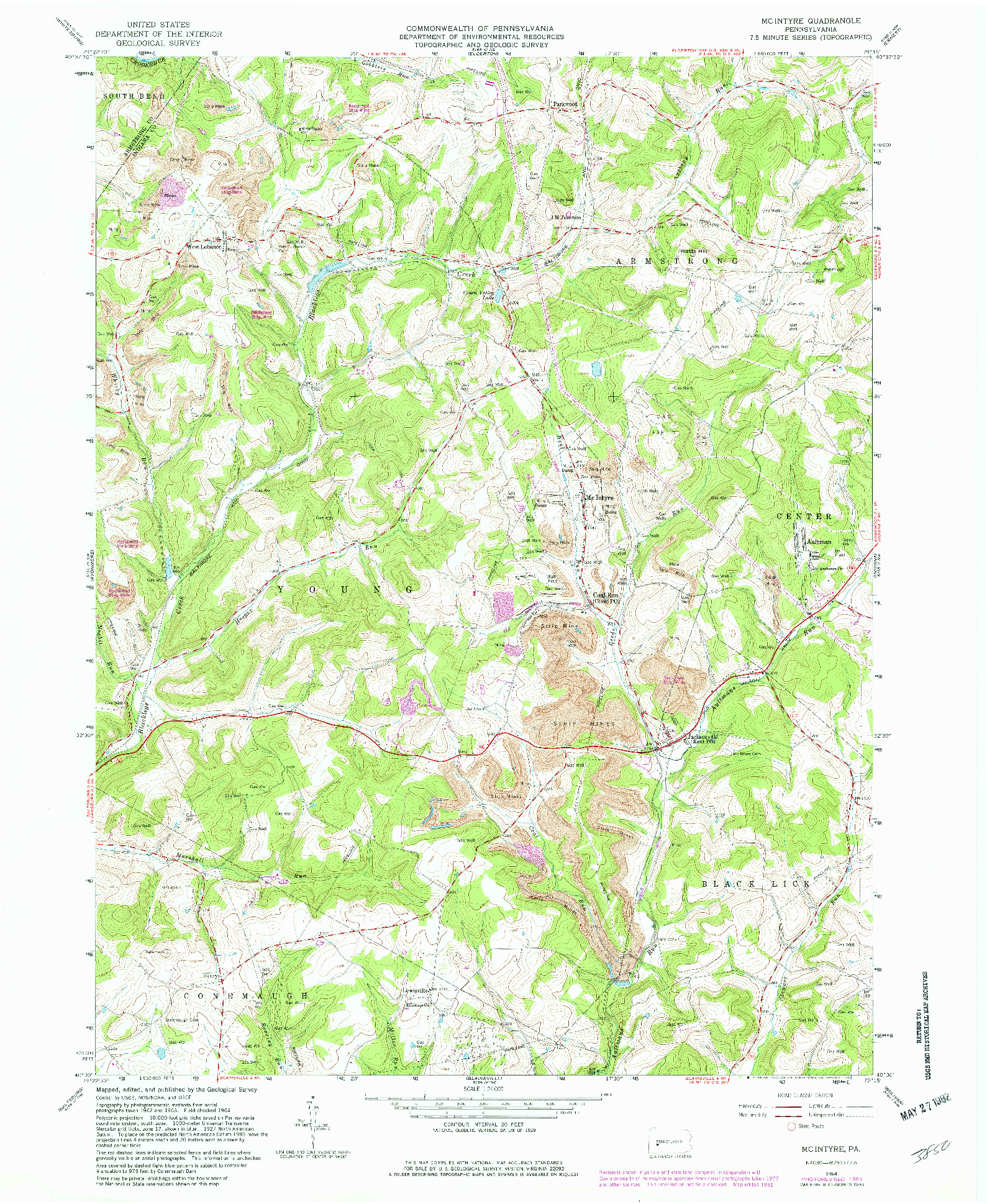 USGS 1:24000-SCALE QUADRANGLE FOR MC INTYRE, PA 1964