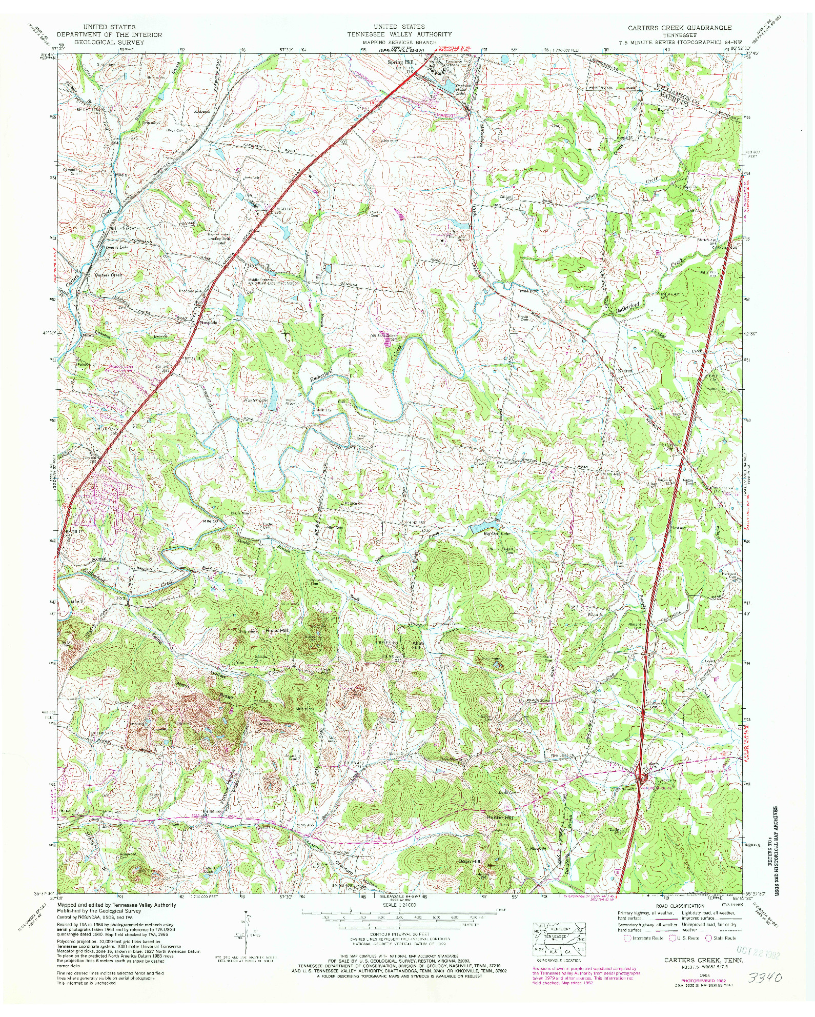 USGS 1:24000-SCALE QUADRANGLE FOR CARTERS CREEK, TN 1965