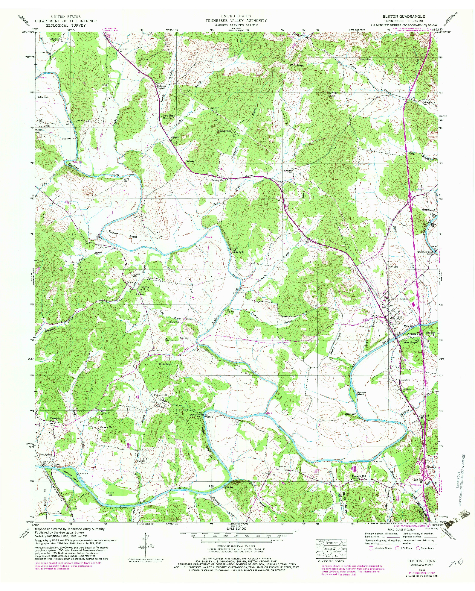 USGS 1:24000-SCALE QUADRANGLE FOR ELKTON, TN 1948