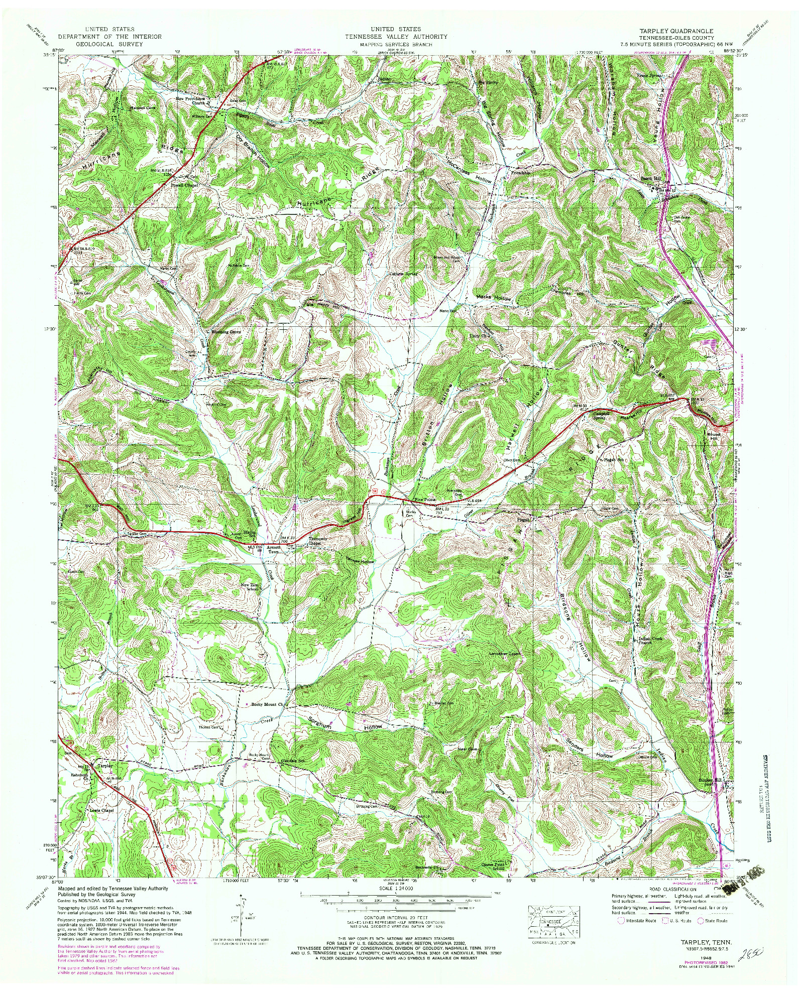 USGS 1:24000-SCALE QUADRANGLE FOR TARPLEY, TN 1948